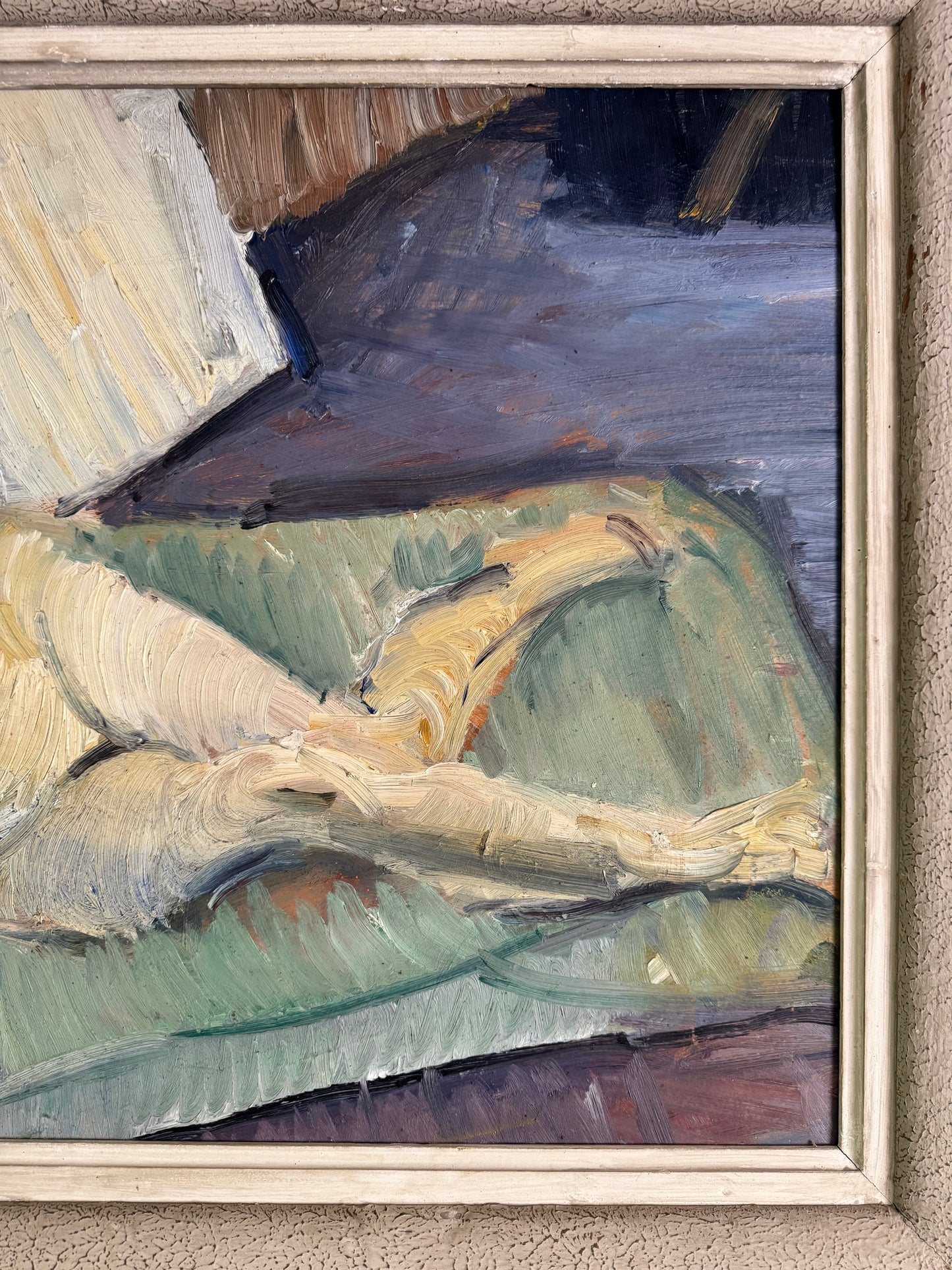 Beautiful Large Mid Century Impasto Nude on Board