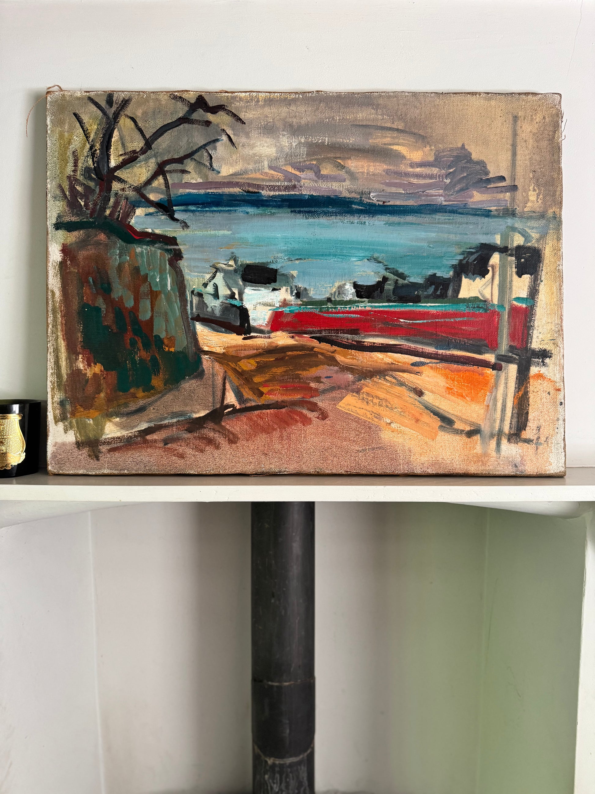 Mid Century Expressionistic Landscape & Nude, Double Sided Oil On Canvas