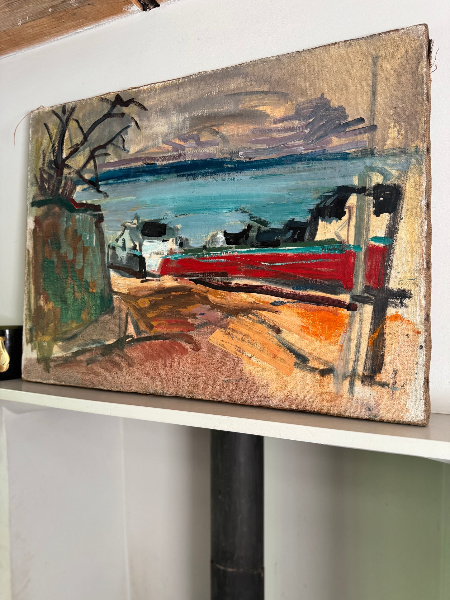 Mid Century Expressionistic Landscape & Nude, Double Sided Oil On Canvas