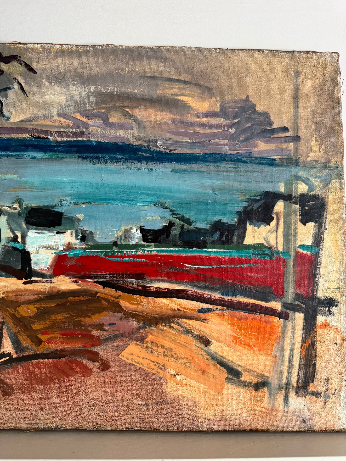 Mid Century Expressionistic Landscape & Nude, Double Sided Oil On Canvas