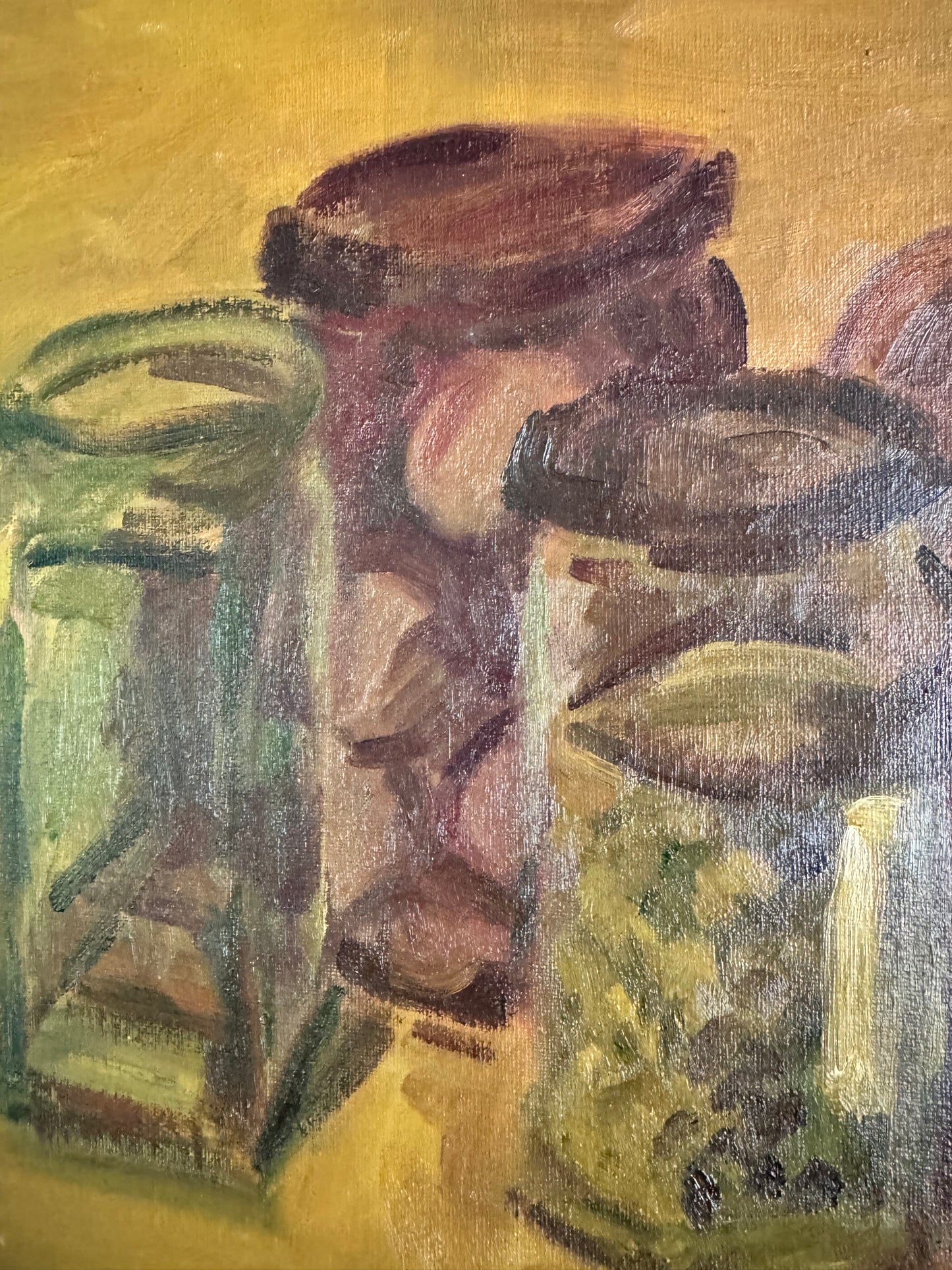 Mid Century British Still Life Oil On Canvas Board