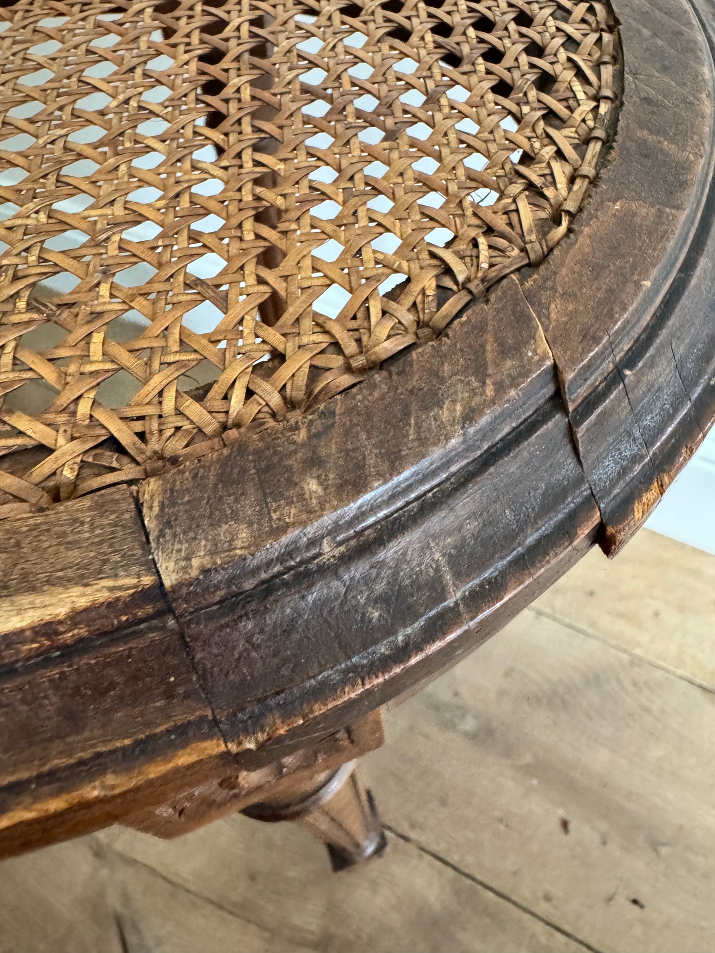 Antique French Caned Bergere Bench