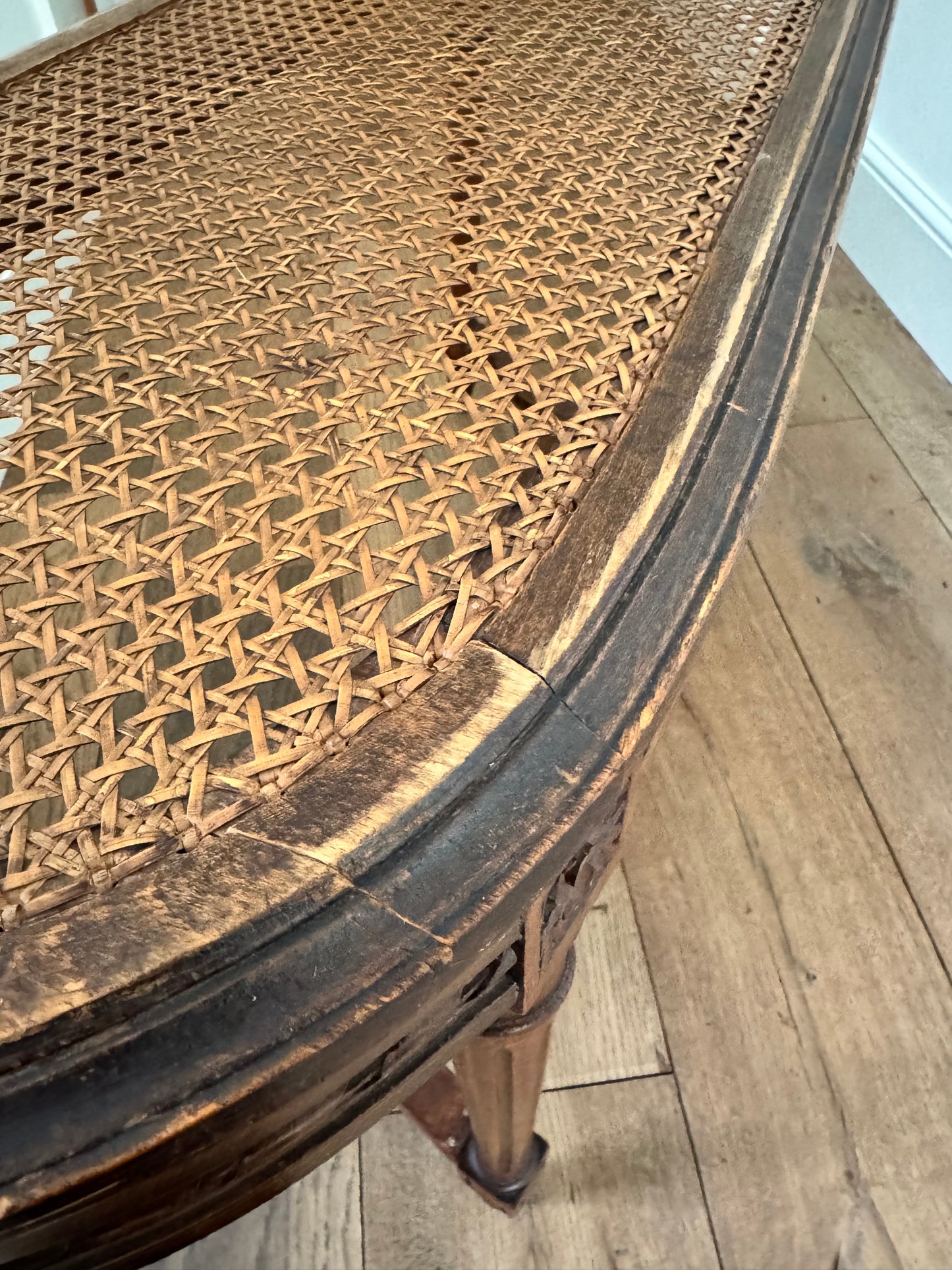 Antique French Caned Bergere Bench