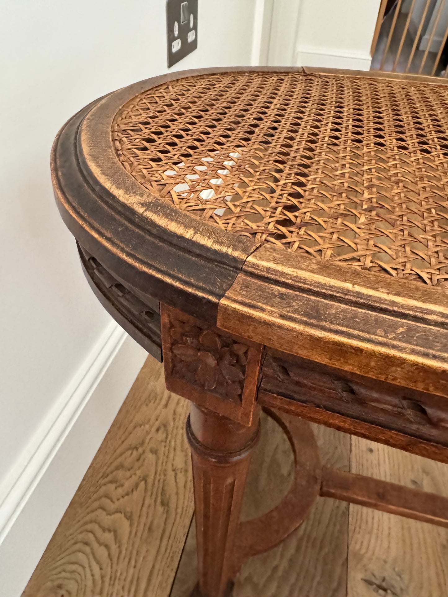 Antique French Caned Bergere Bench