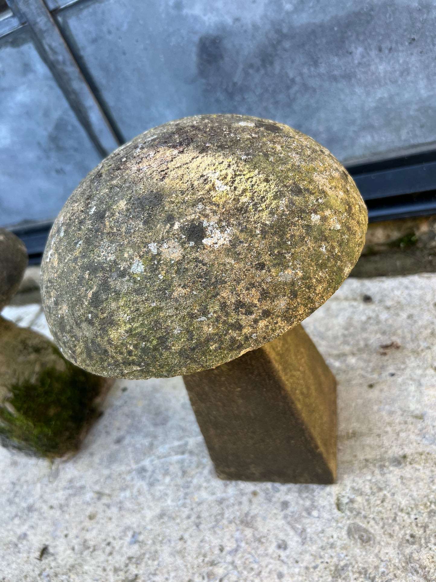 Pair of Vintage Sandstone Mushroom Sculptures