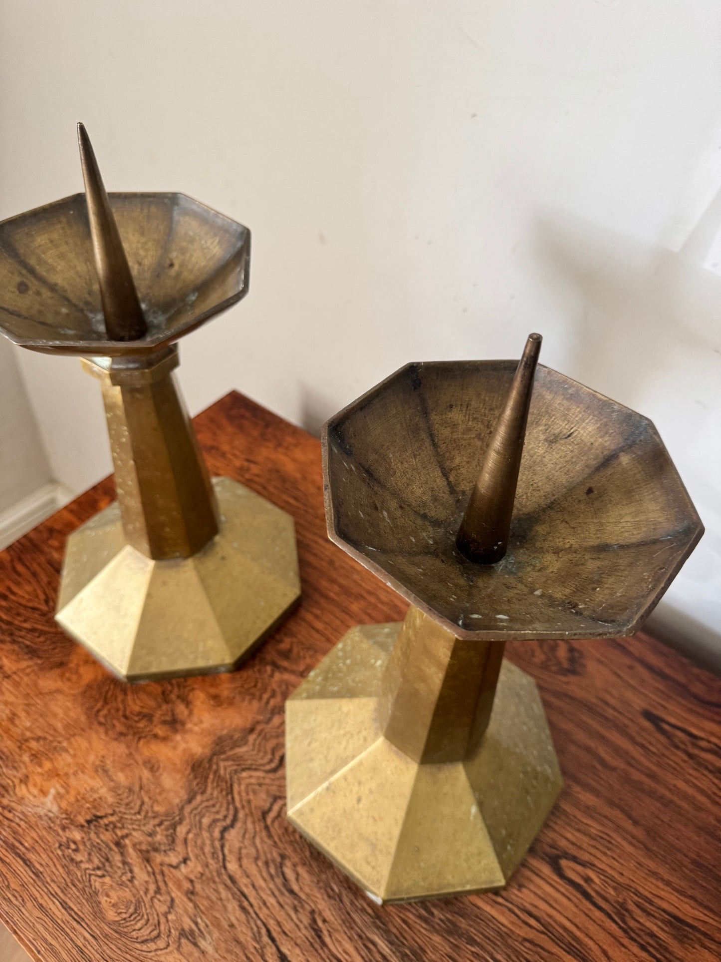 Large Pair Antique French Art Deco Bronze Candlesticks