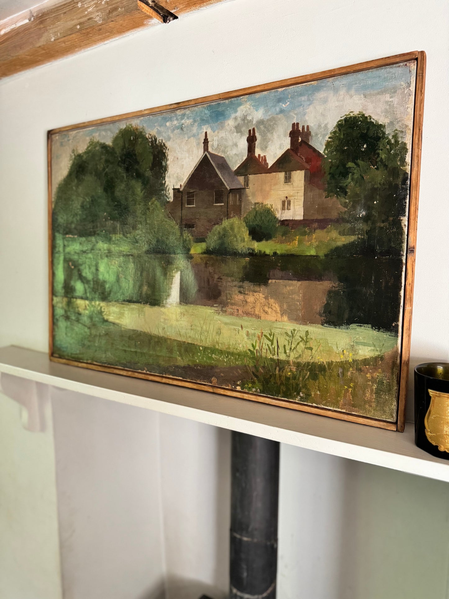 Mid Century Landscape Oil On Canvas Framed