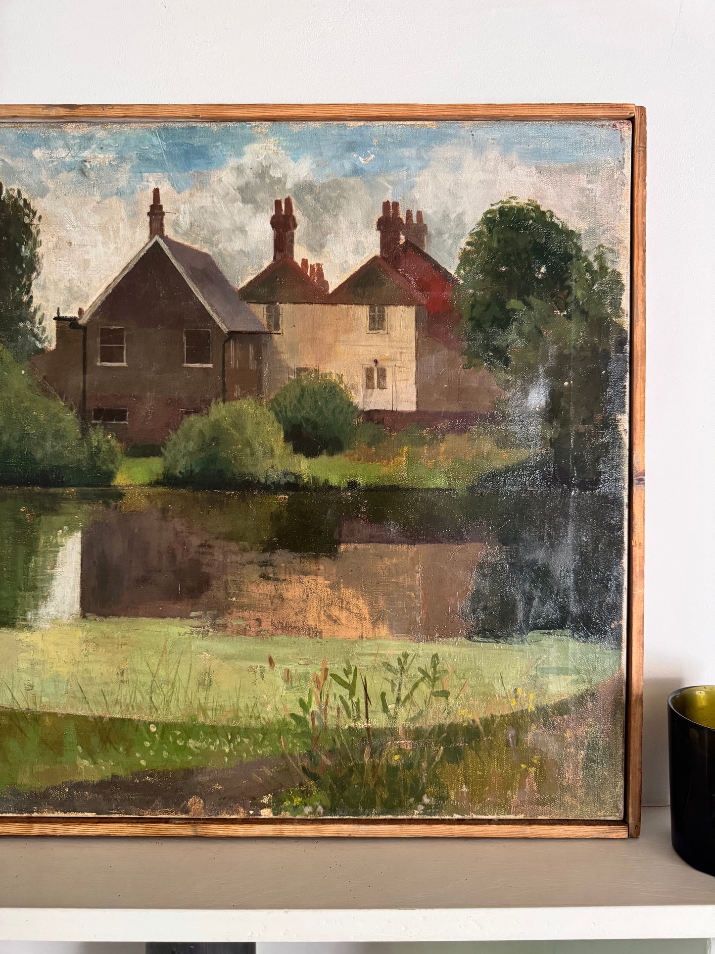 Mid Century Landscape Oil On Canvas Framed