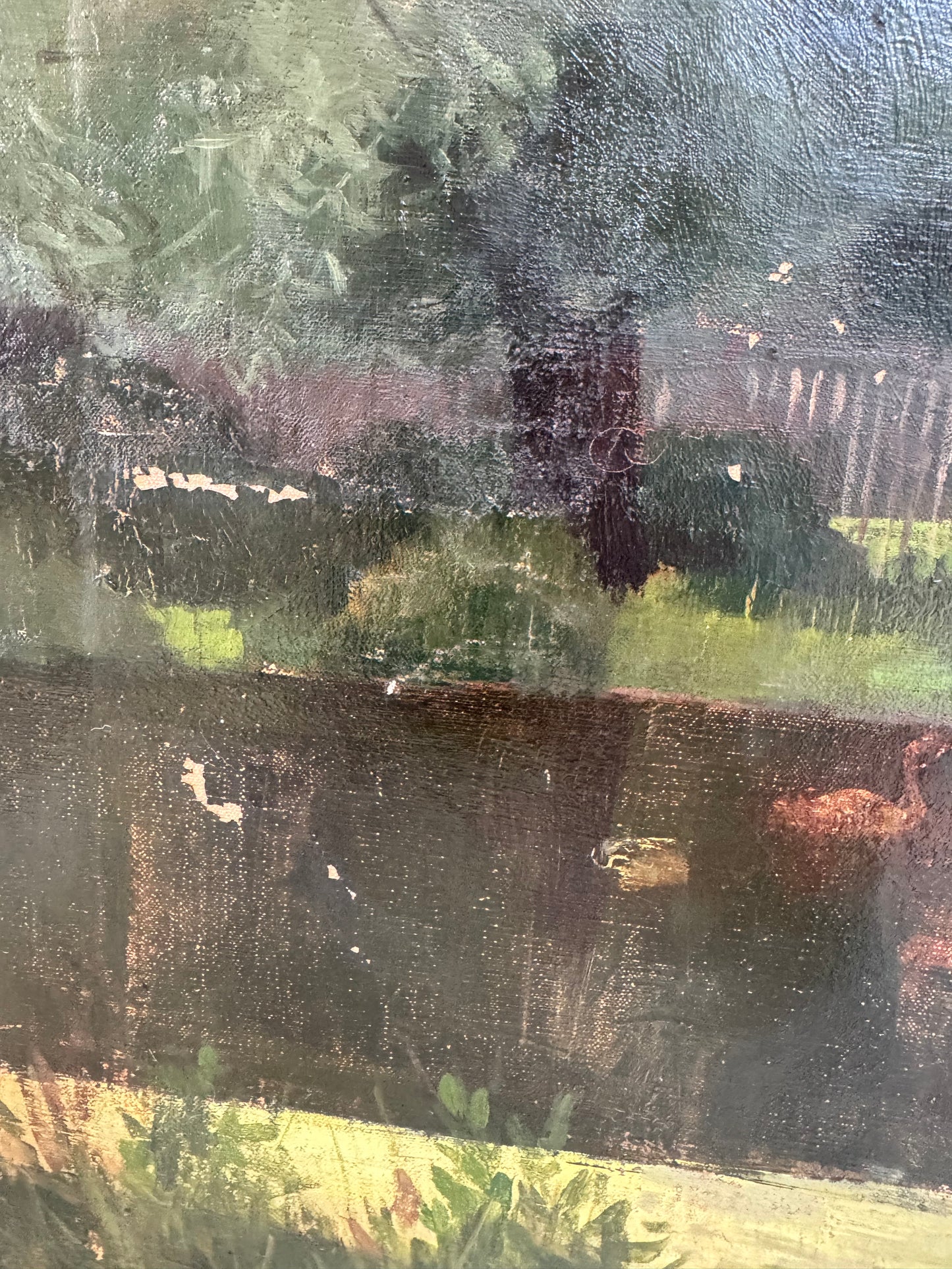 Mid Century Landscape Oil On Canvas Framed