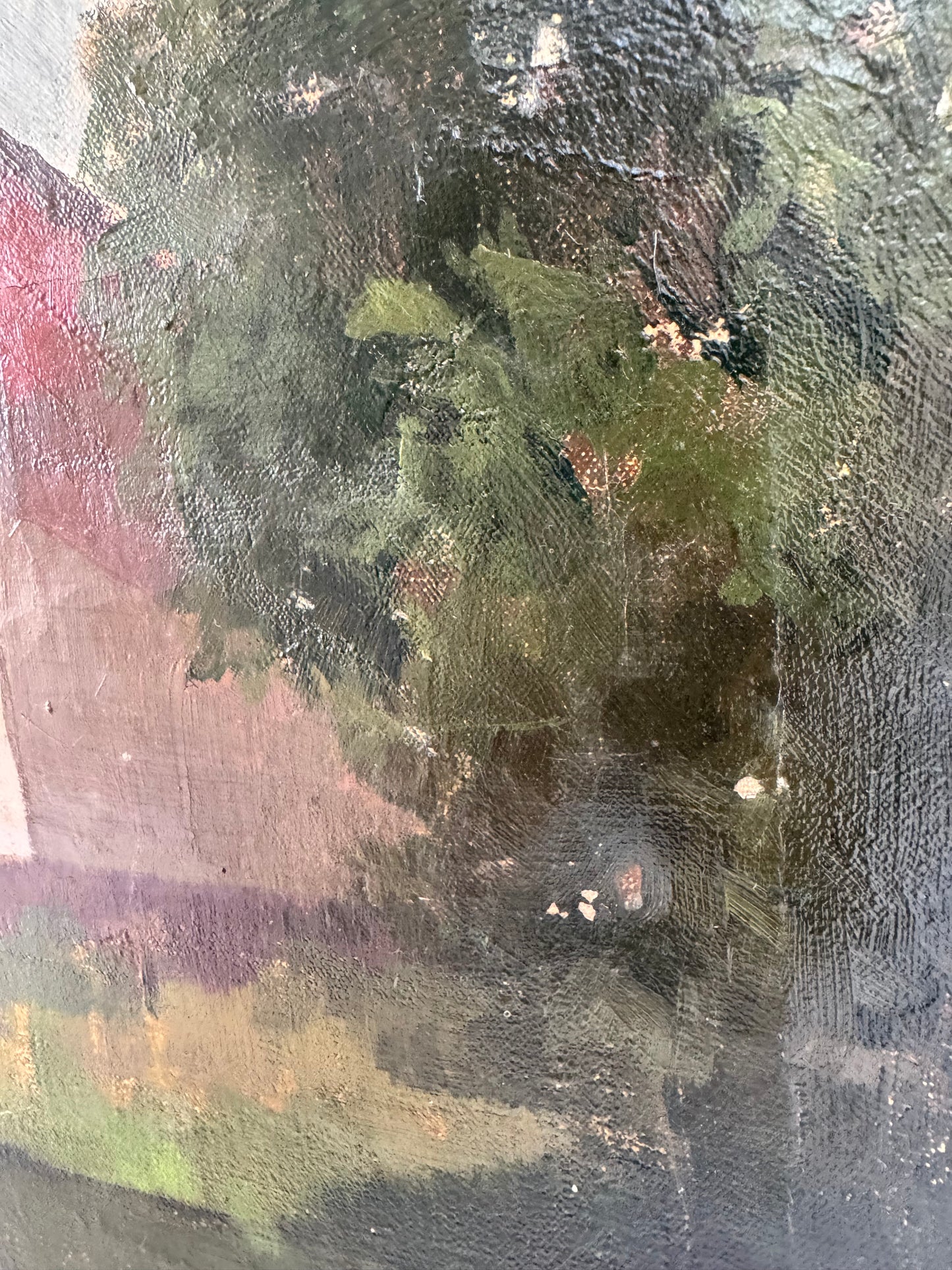 Mid Century Landscape Oil On Canvas Framed