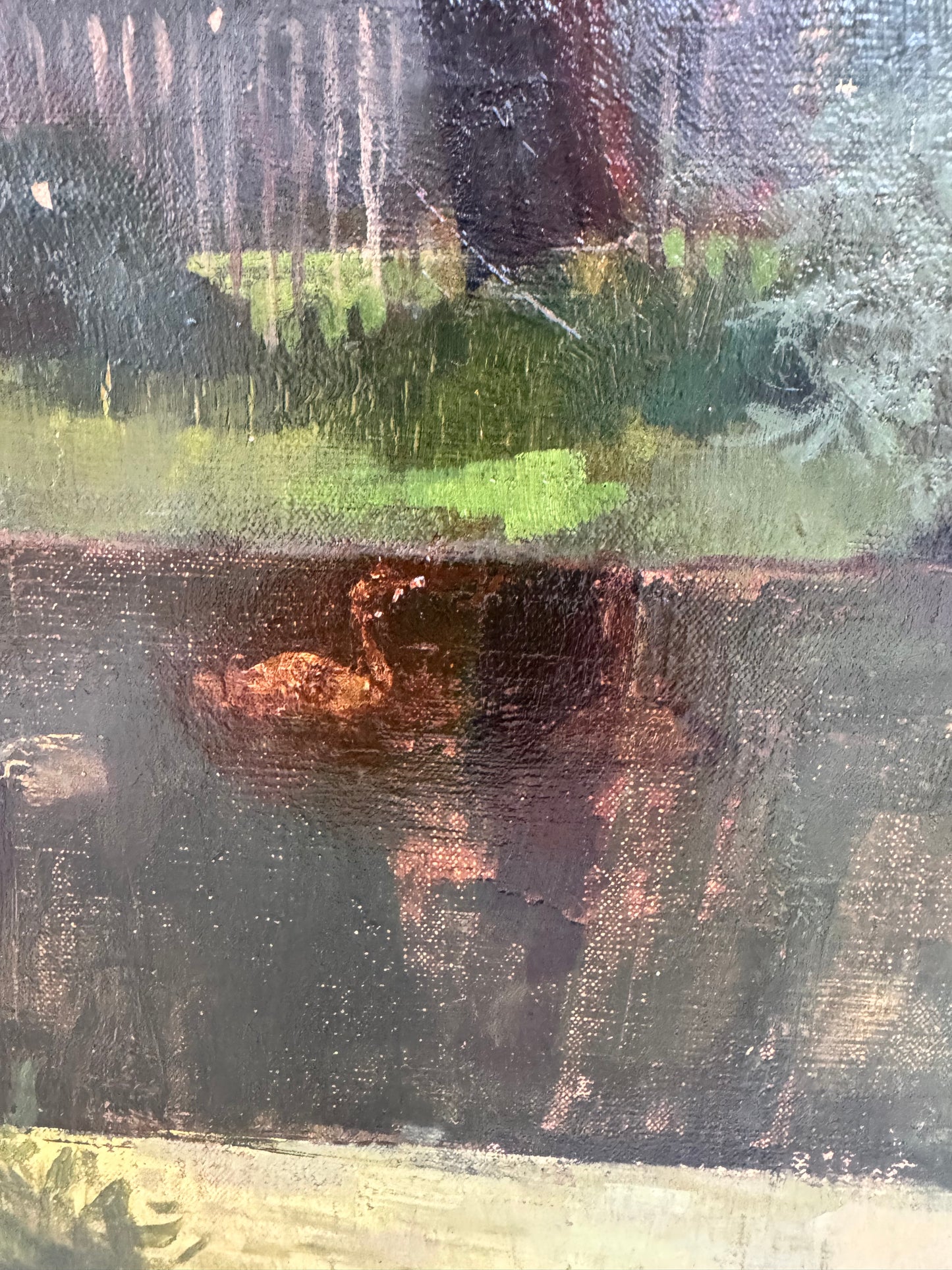 Mid Century Landscape Oil On Canvas Framed