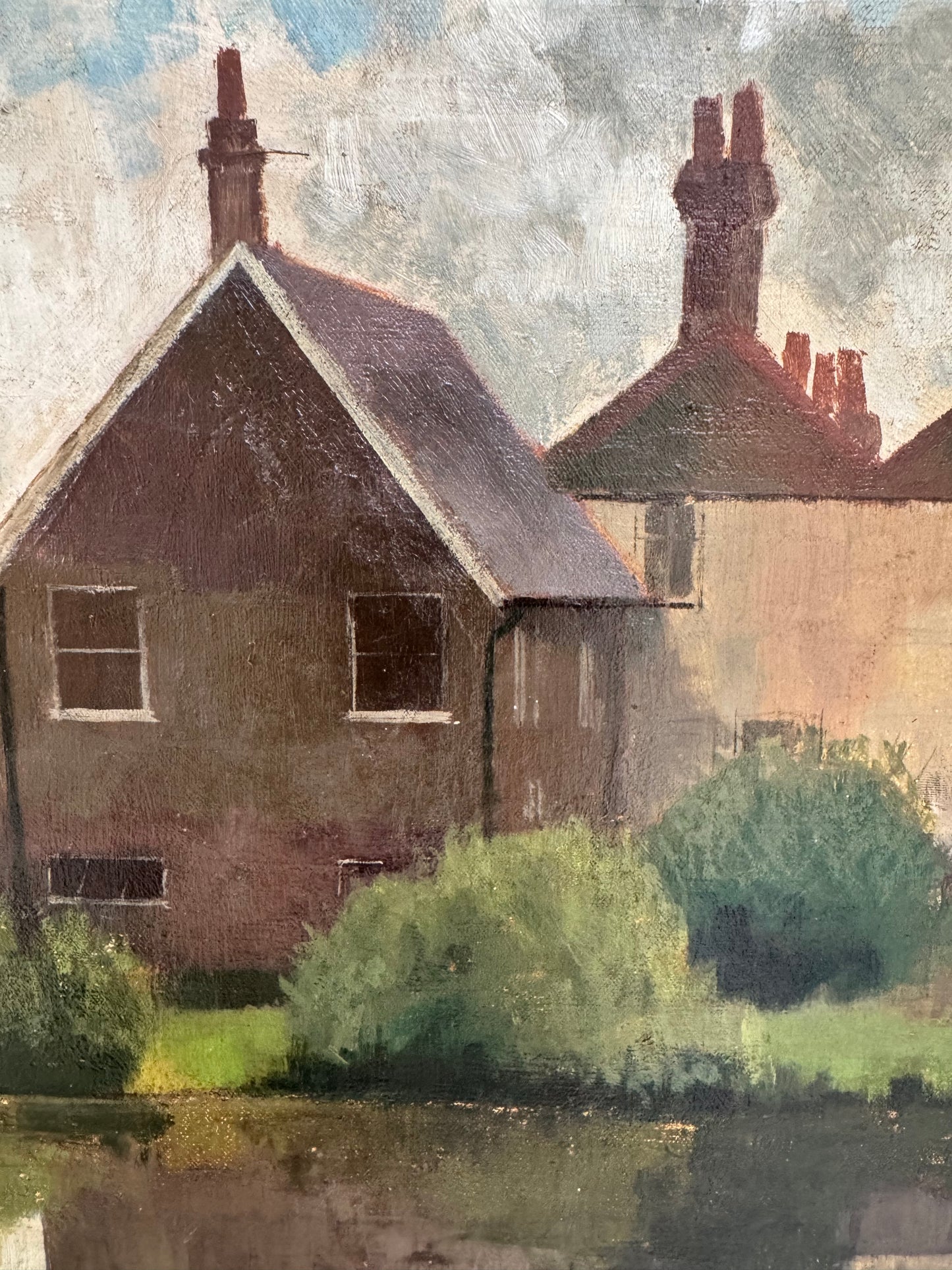 Mid Century Landscape Oil On Canvas Framed