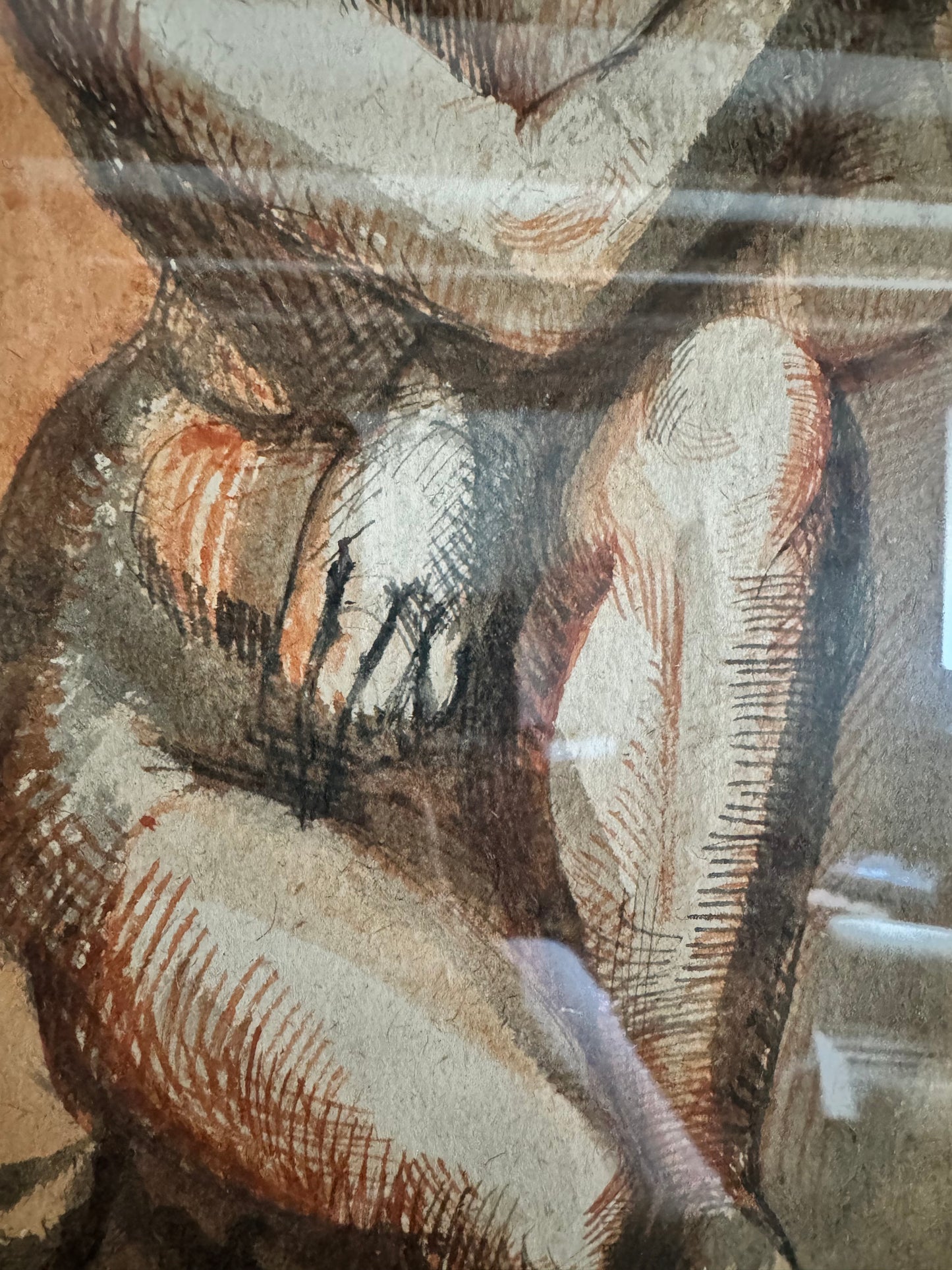 Nude Ink Study  In Vintage French Frame