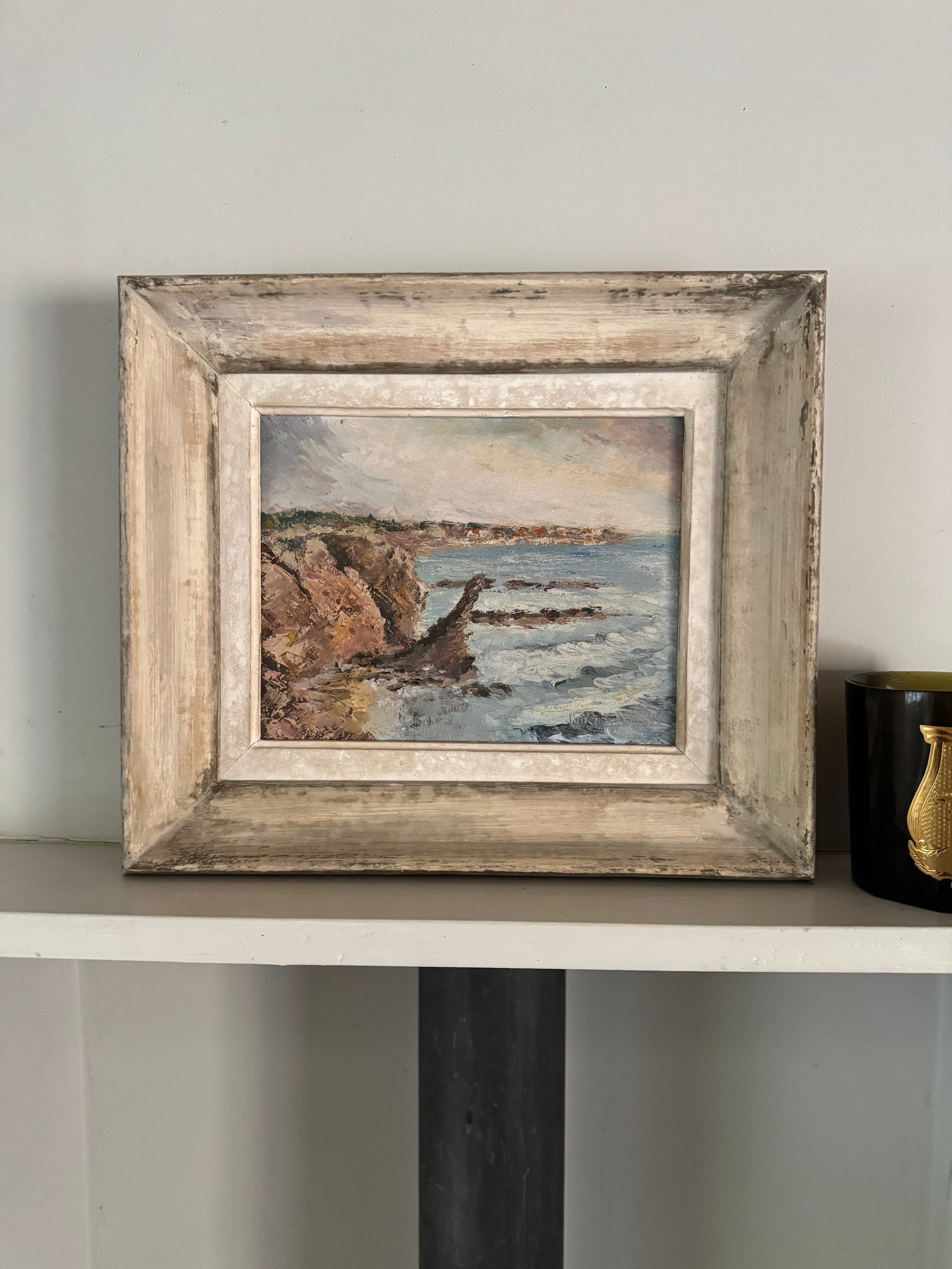 Vintage French Seascape Oil On Canvas