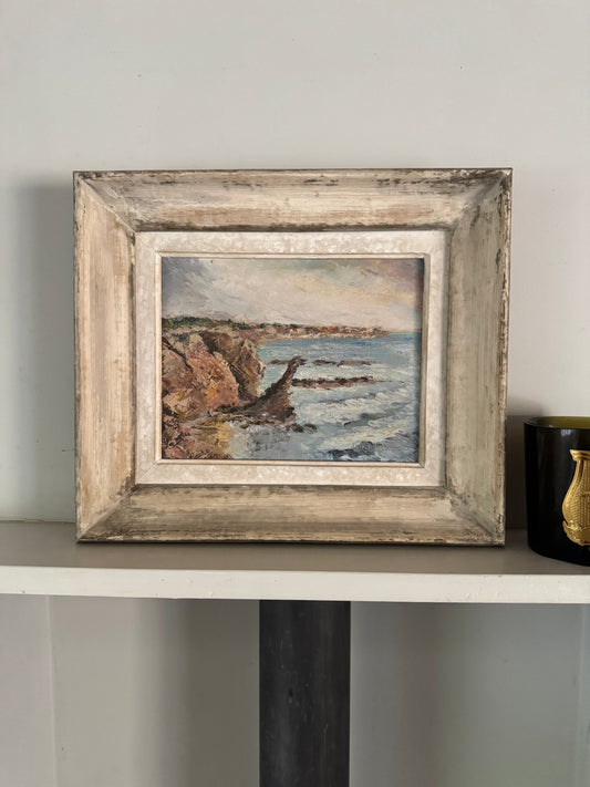 Vintage French Seascape Oil On Canvas