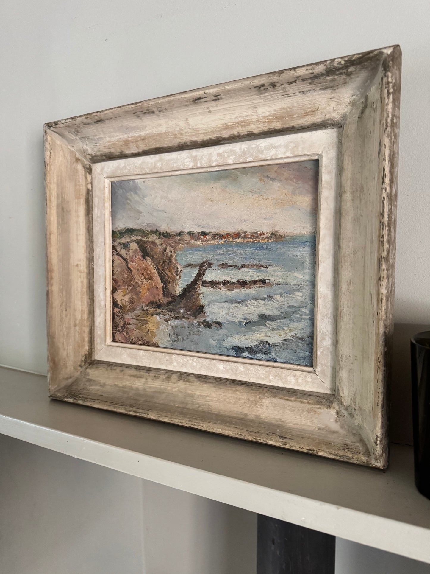 Vintage French Seascape Oil On Canvas