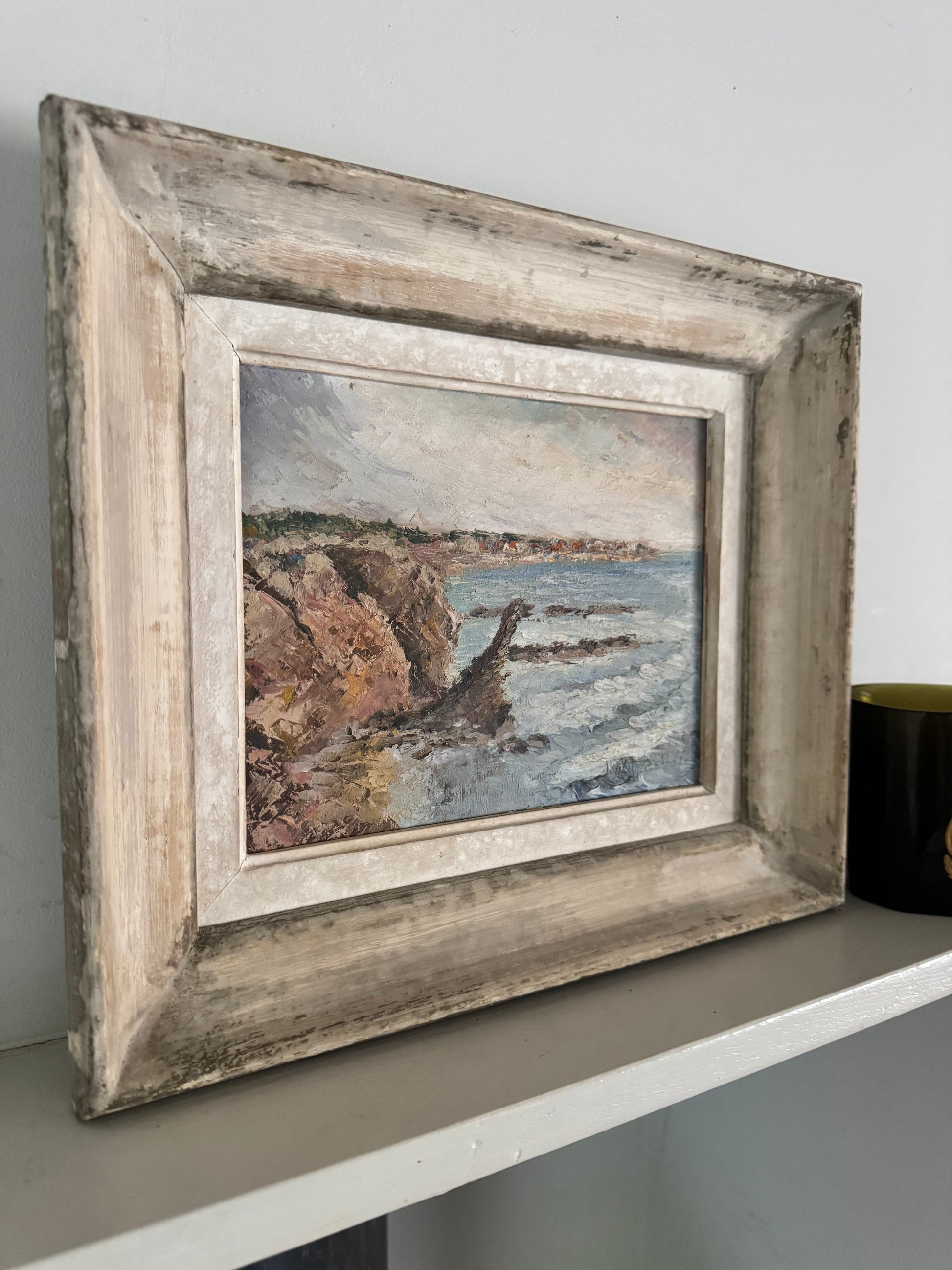 Vintage French Seascape Oil On Canvas
