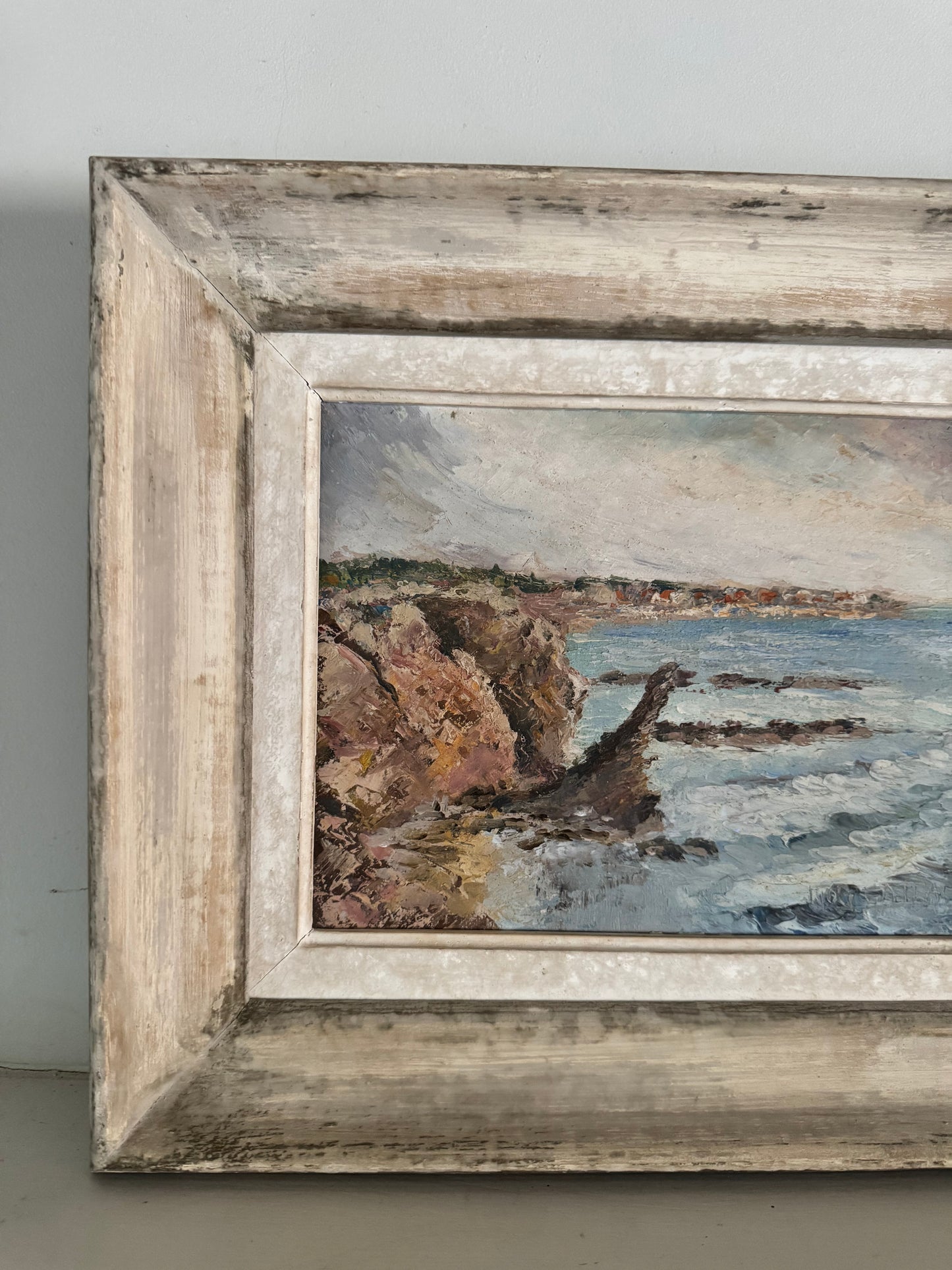 Vintage French Seascape Oil On Canvas