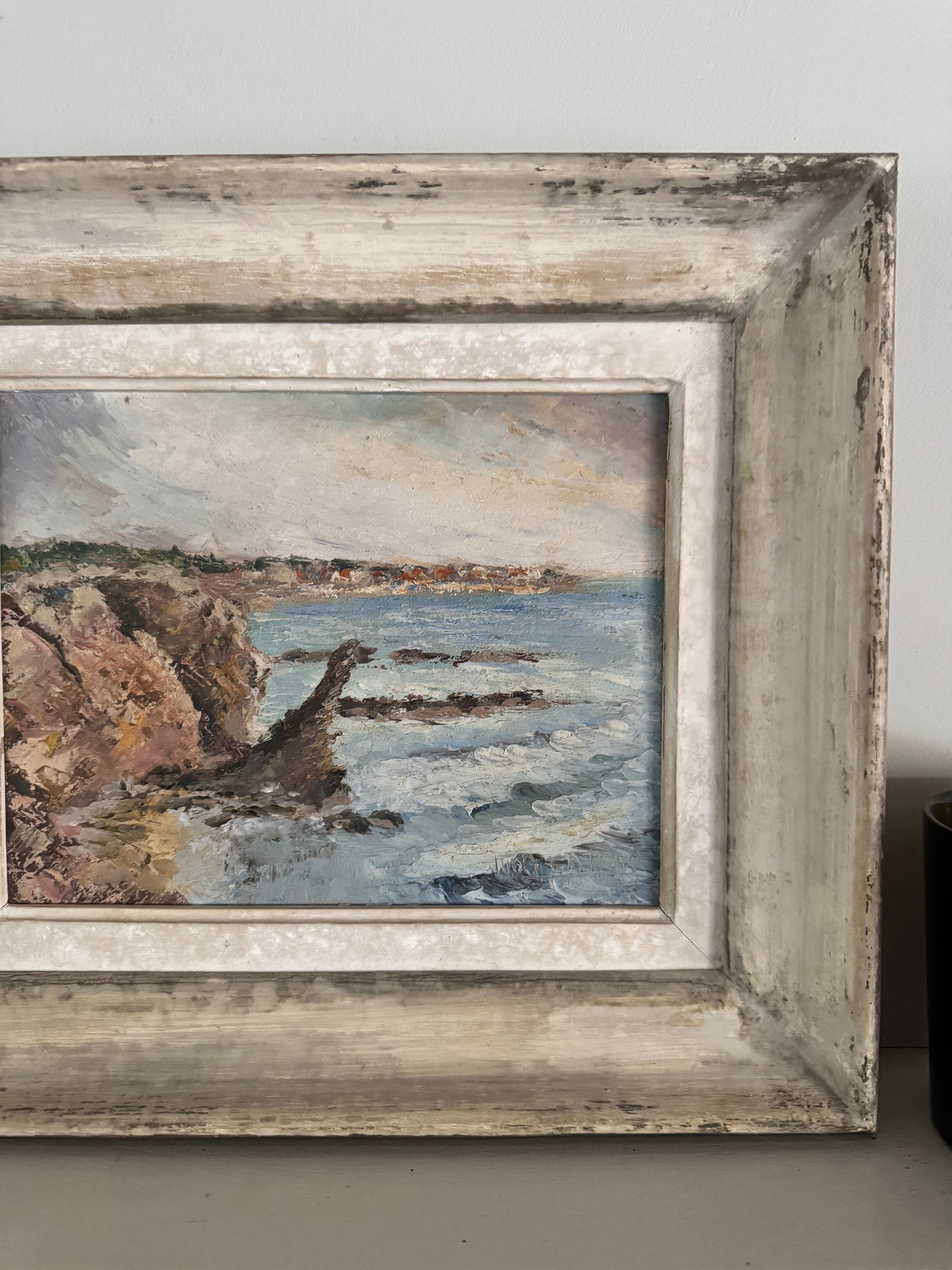 Vintage French Seascape Oil On Canvas