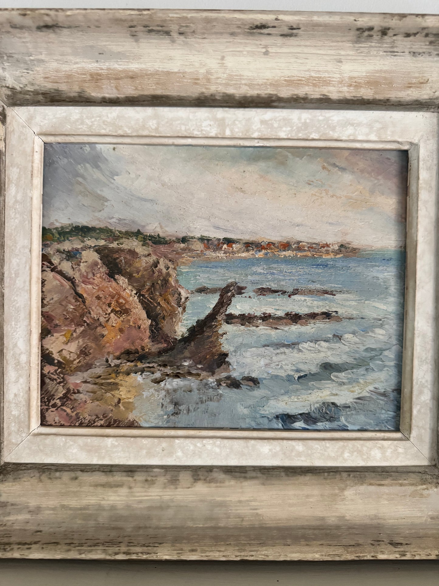 Vintage French Seascape Oil On Canvas
