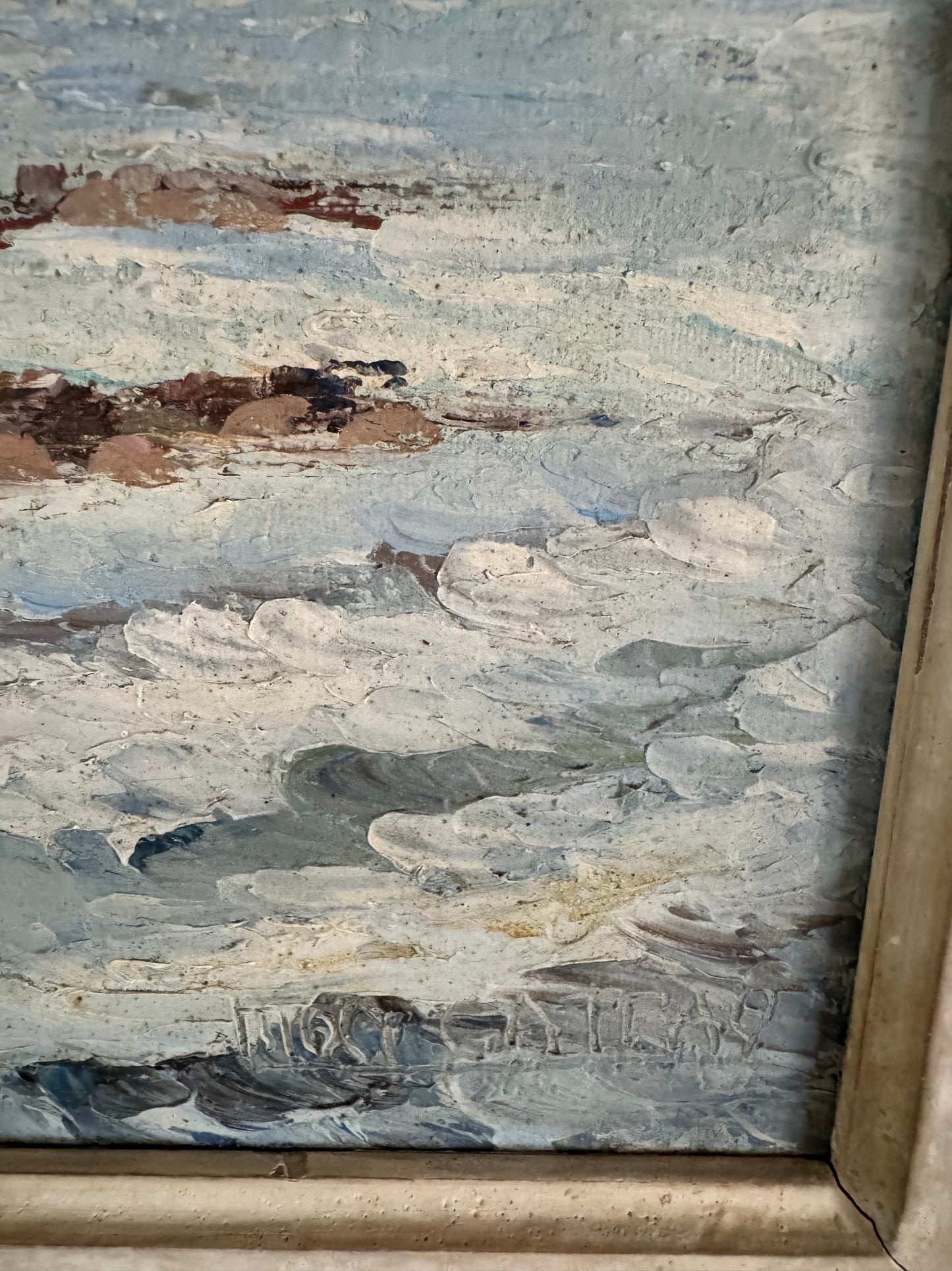 Vintage French Seascape Oil On Canvas