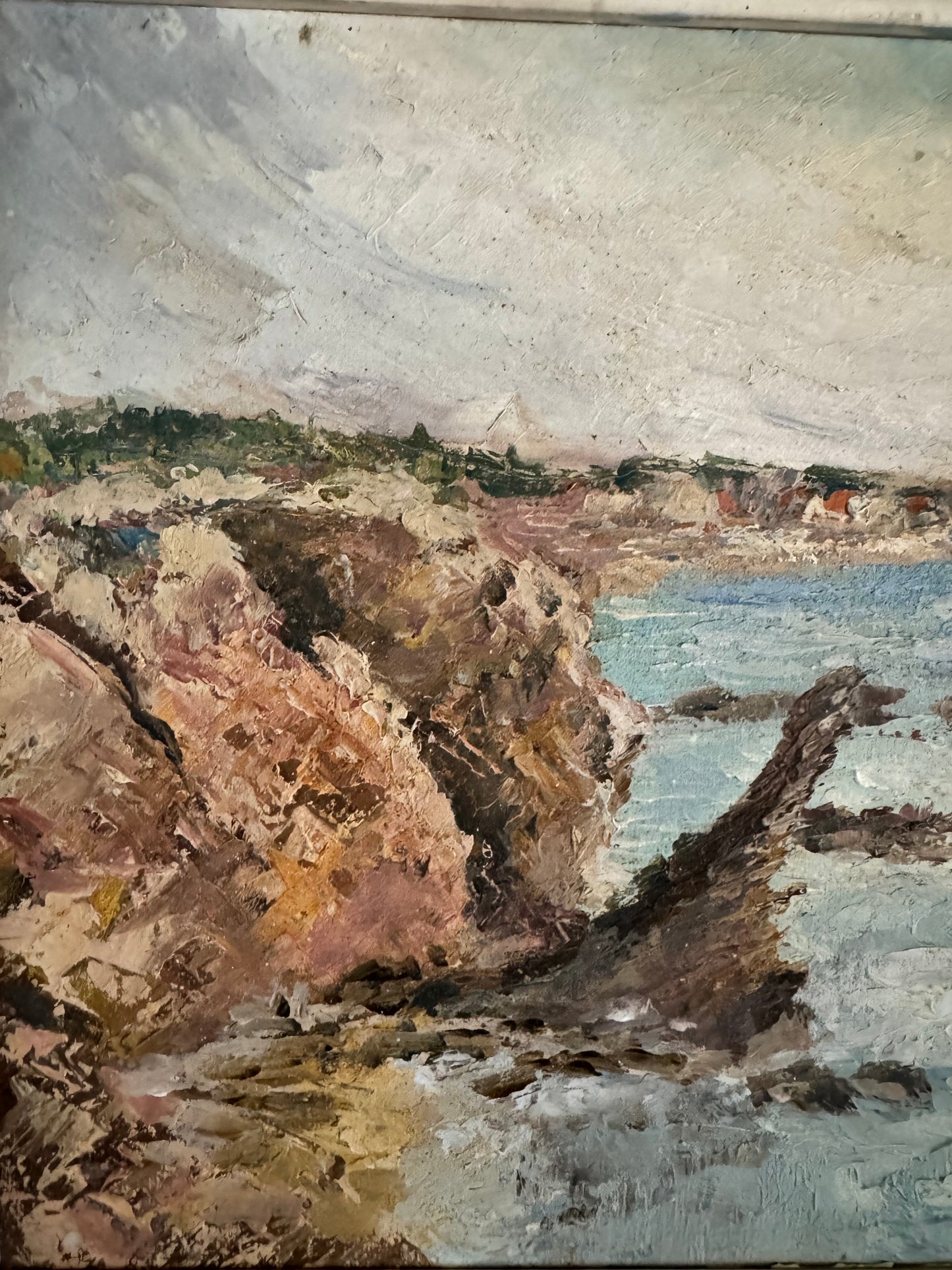 Vintage French Seascape Oil On Canvas