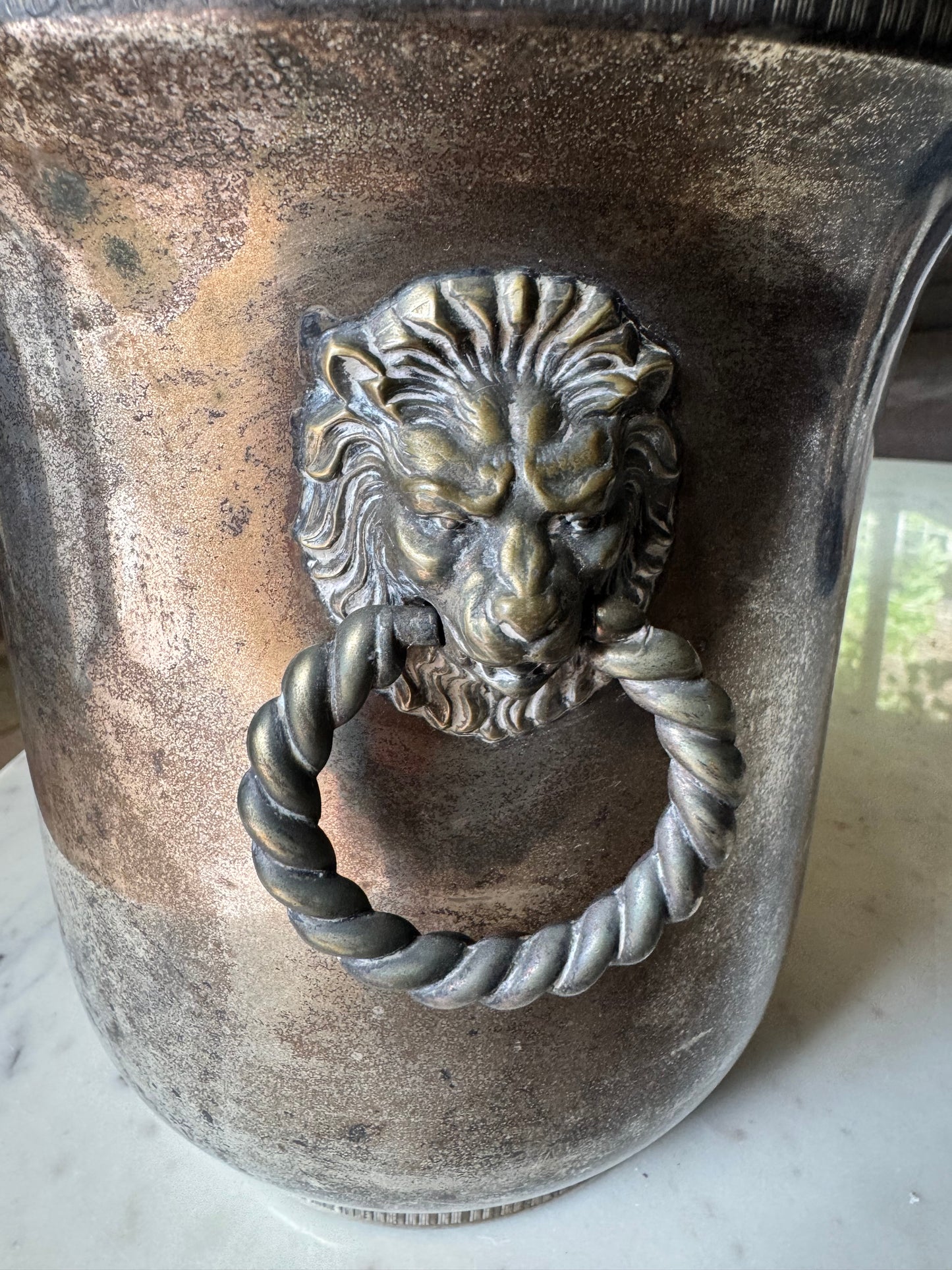 Vintage Silver Plate Lions Head Champagne Wine Cooler