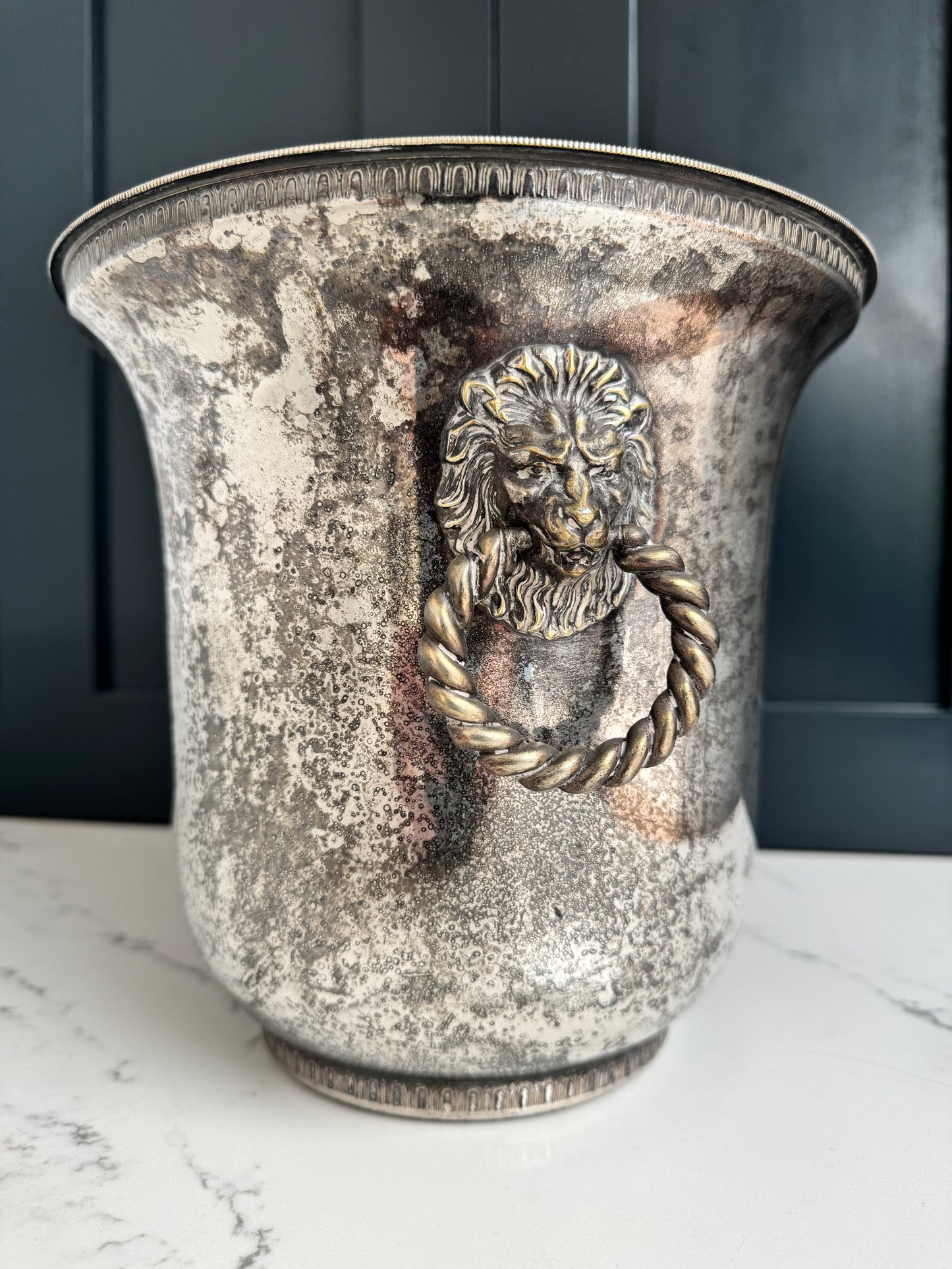 Vintage Silver Plate Lions Head Champagne Wine Cooler