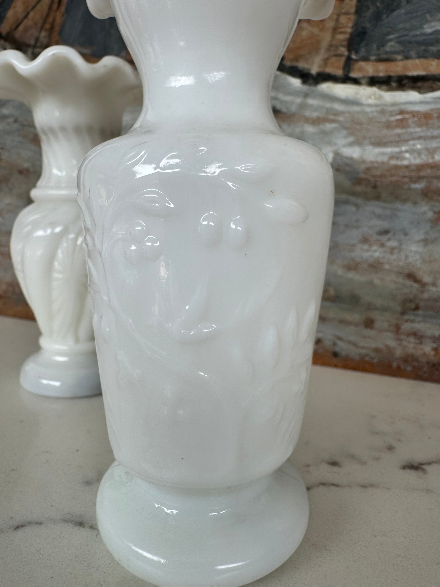 Vintage French Milk Glass Bud Vases