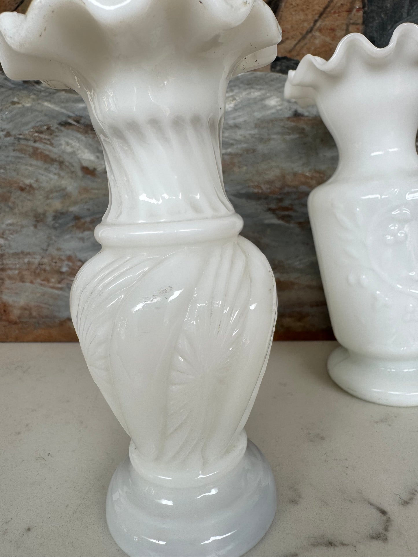 Vintage French Milk Glass Bud Vases