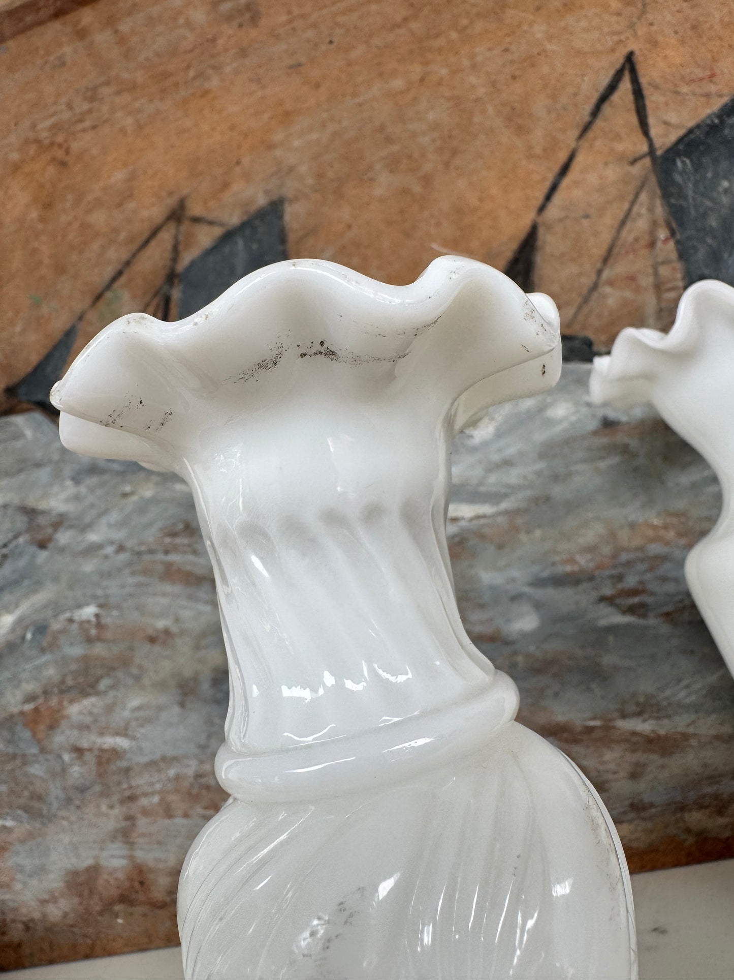 Vintage French Milk Glass Bud Vases