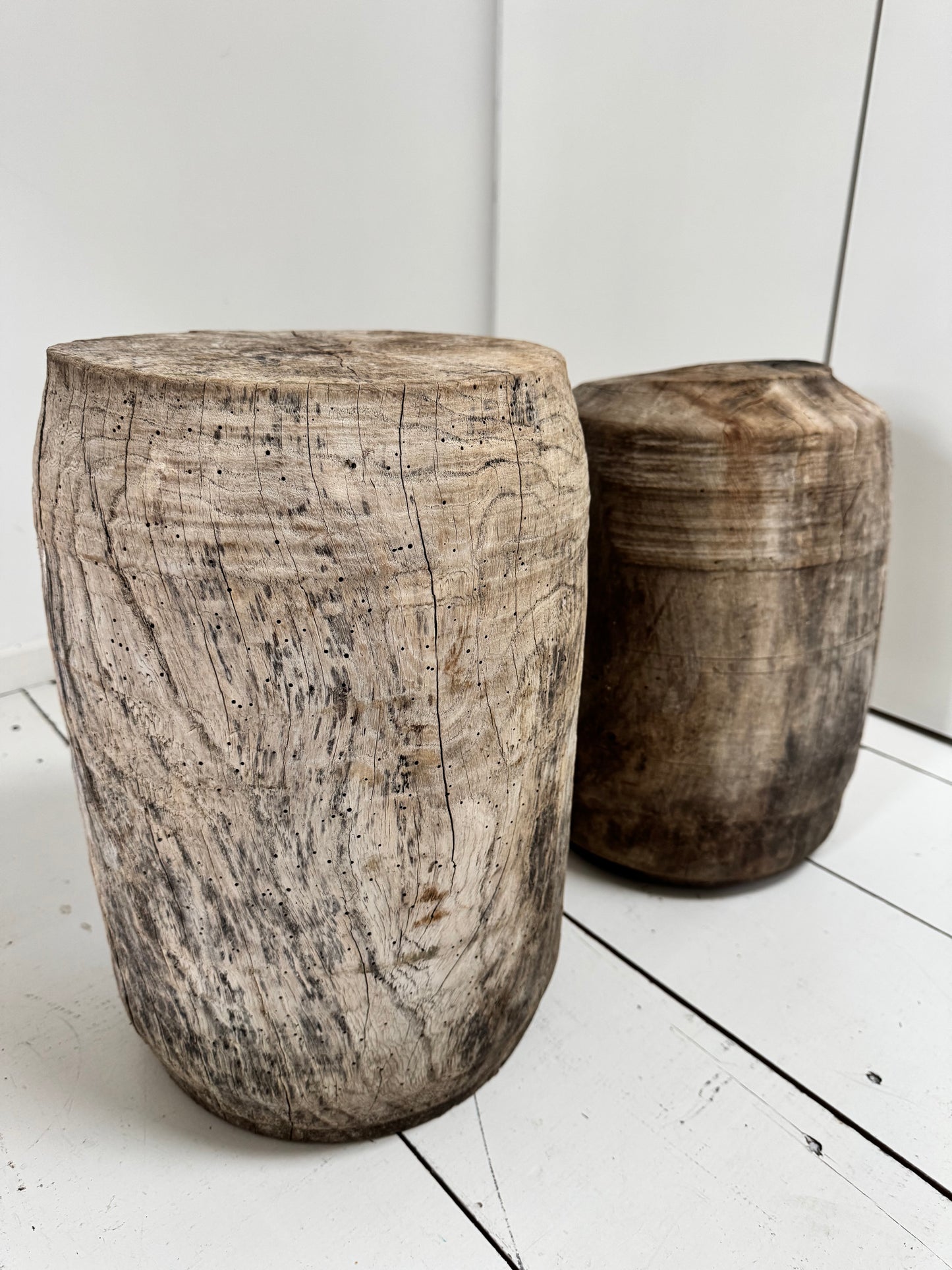 Large Antique Oak Wabi Sabi Pedestal