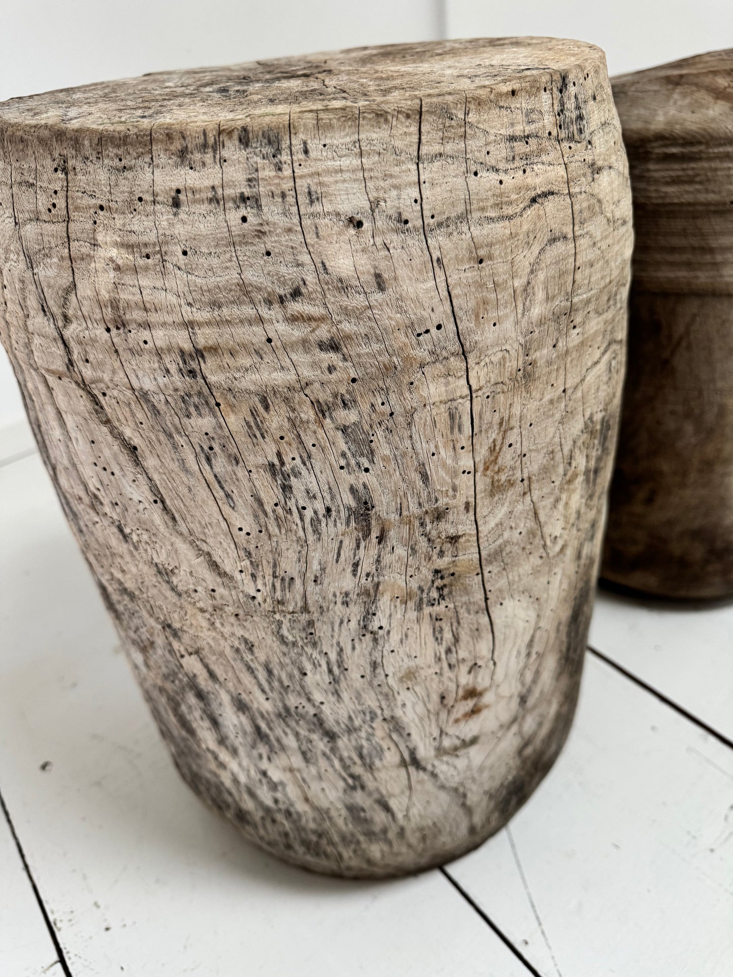Large Antique Oak Wabi Sabi Pedestal