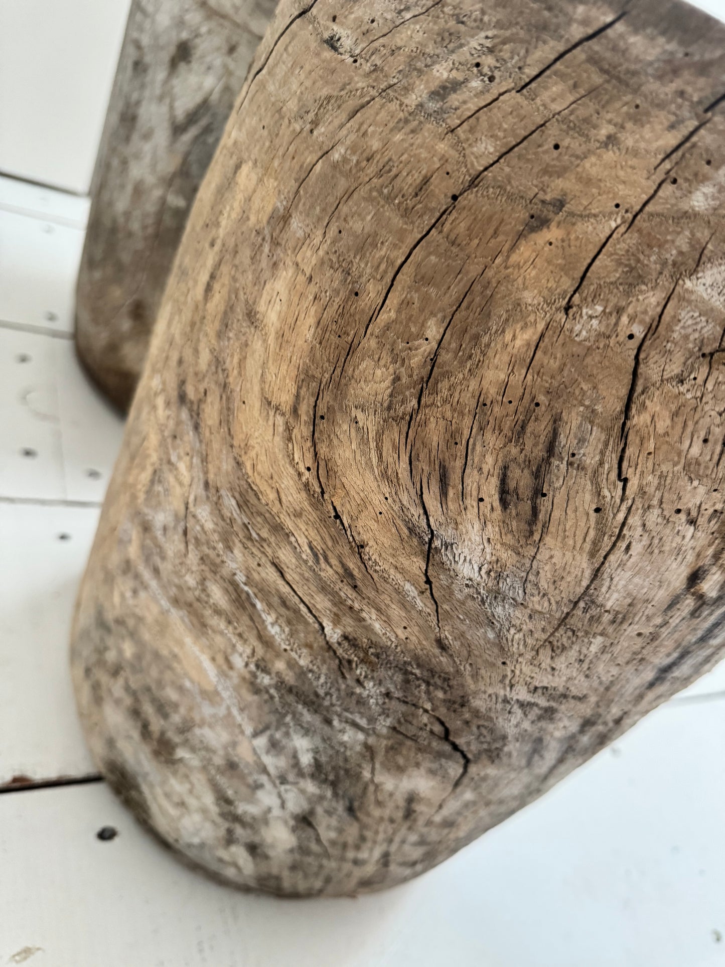 Small Antique Oak Wabi Sabi Pedestal