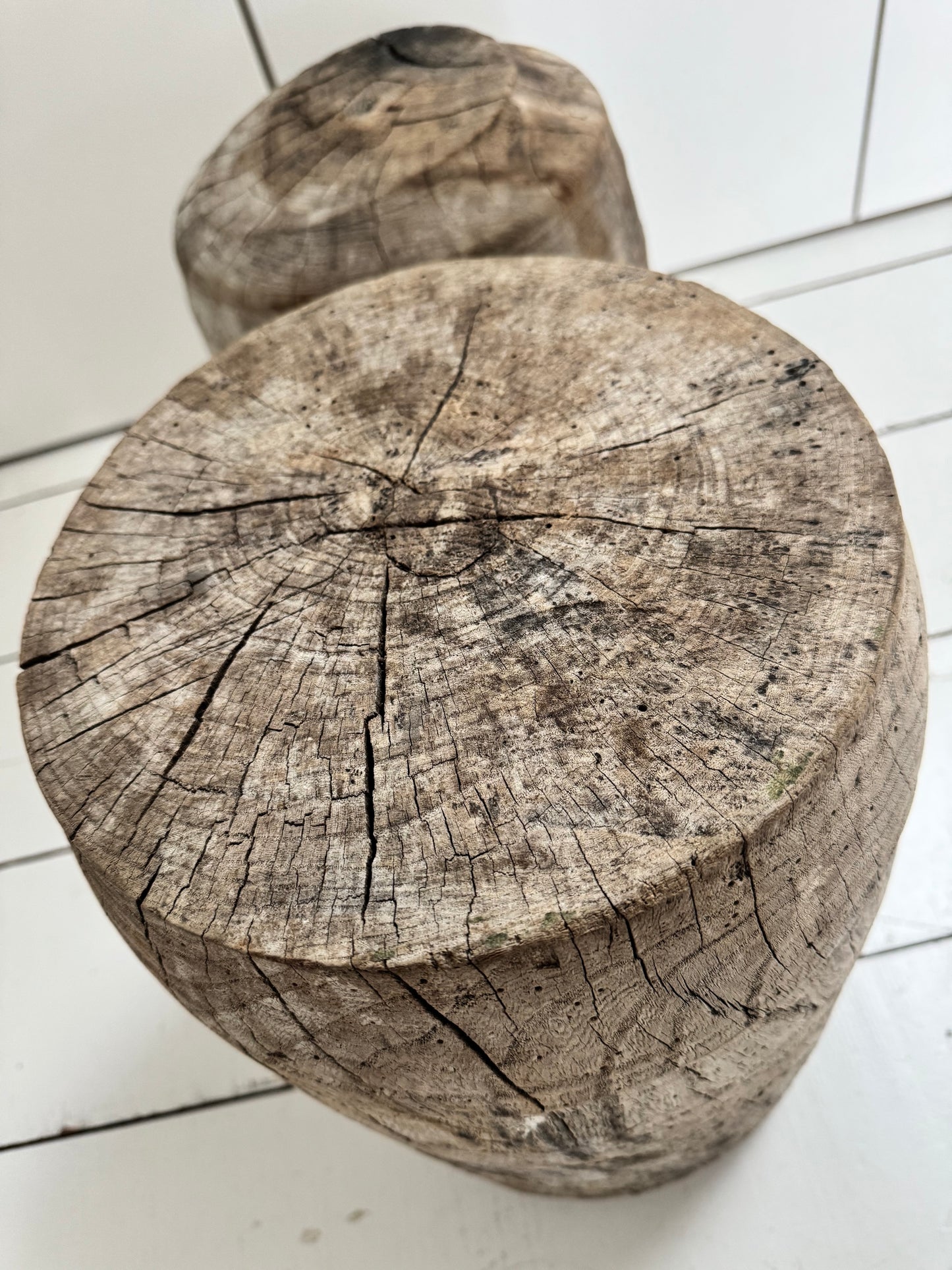 Large Antique Oak Wabi Sabi Pedestal