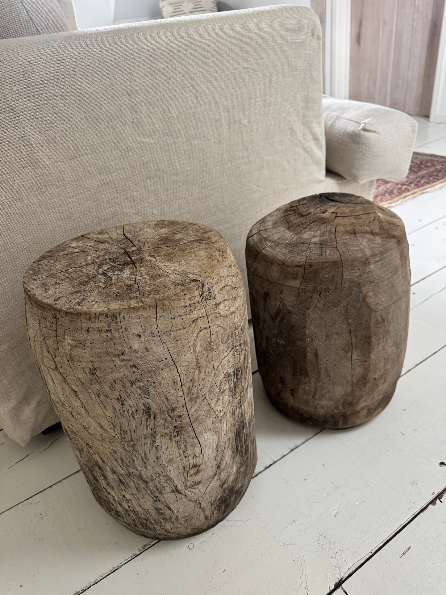 Small Antique Oak Wabi Sabi Pedestal