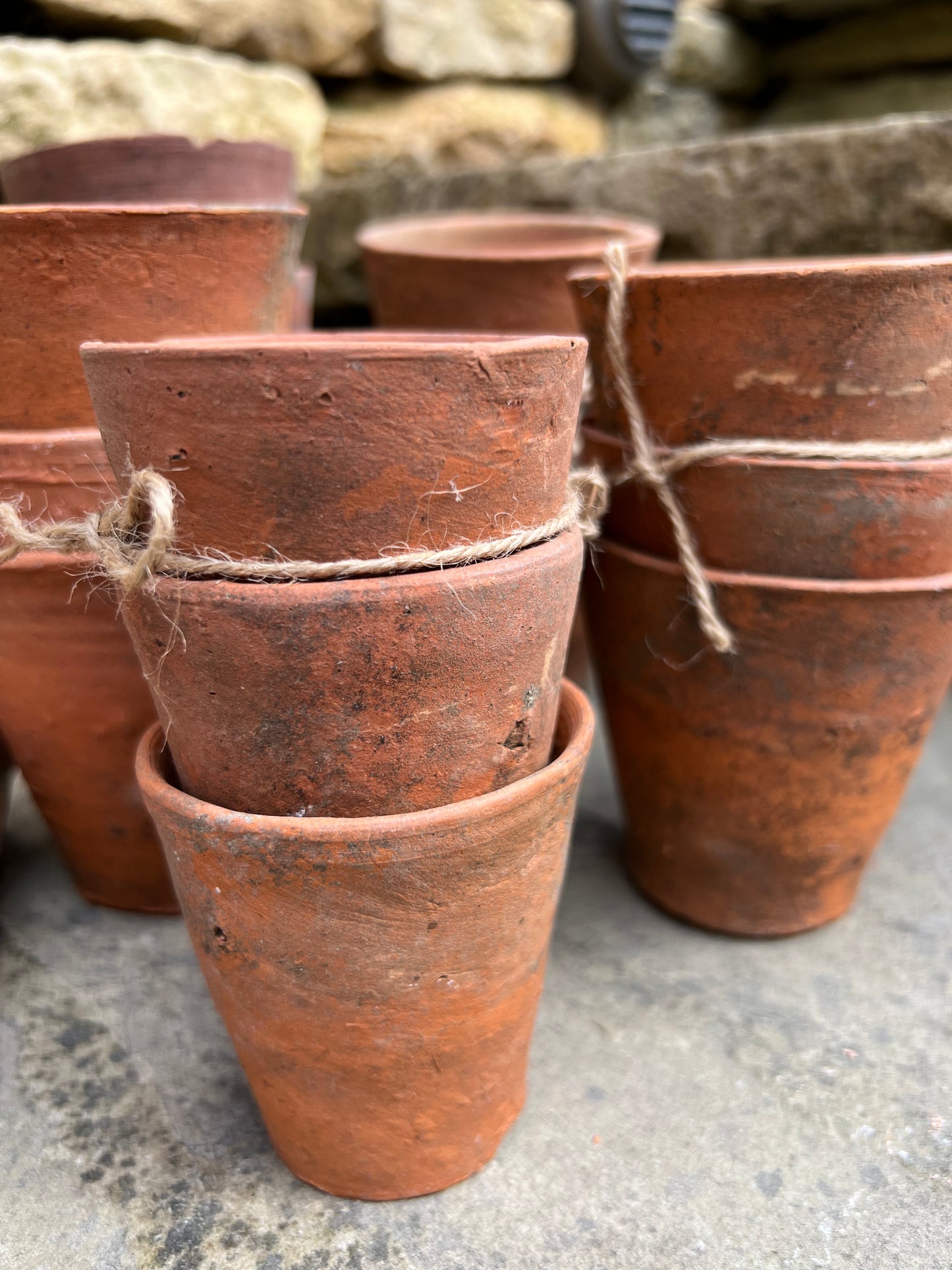 Vintage Hand Thrown Terracotta Plant Pots 3" Set of 3