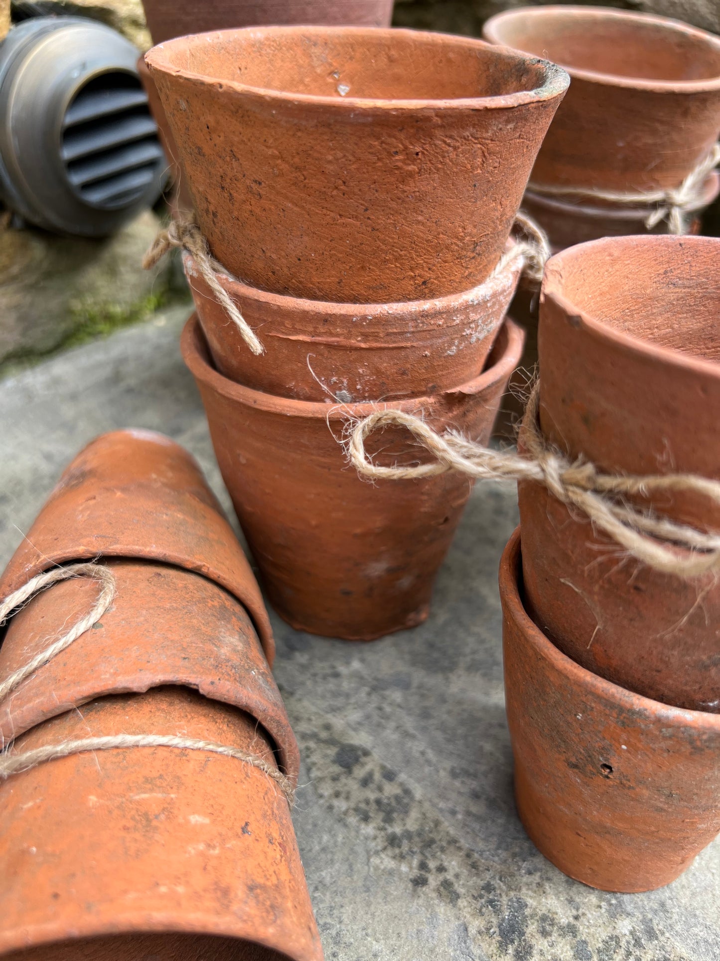 Vintage Hand Thrown Terracotta Plant Pots 3" Set of 3