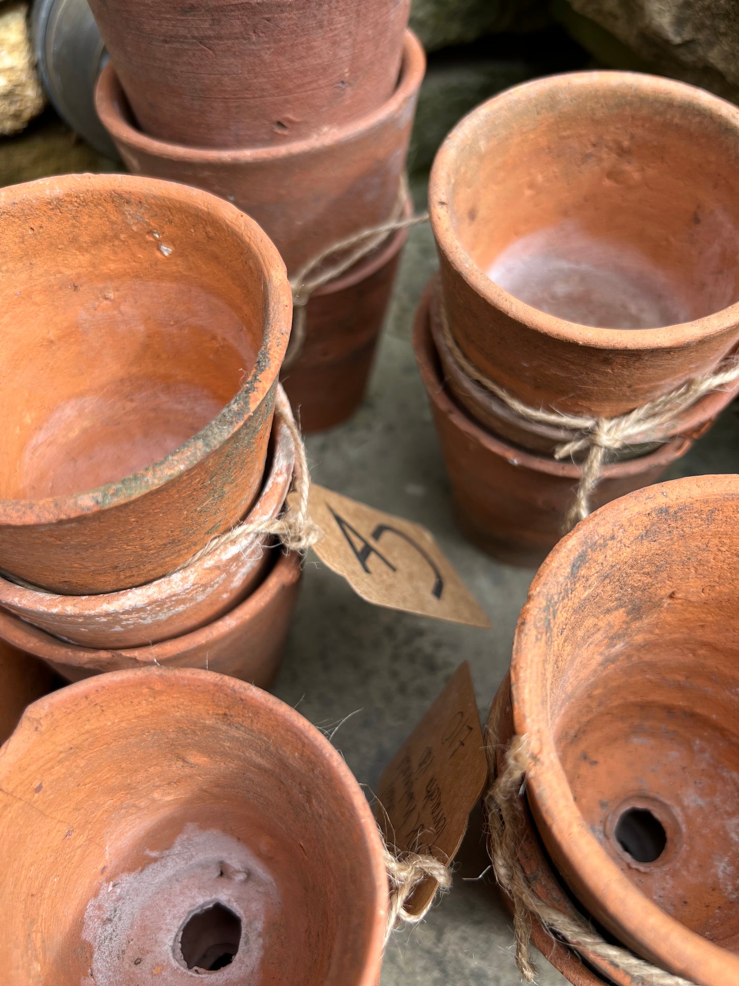 Vintage Hand Thrown Terracotta Plant Pots 3" Set of 3