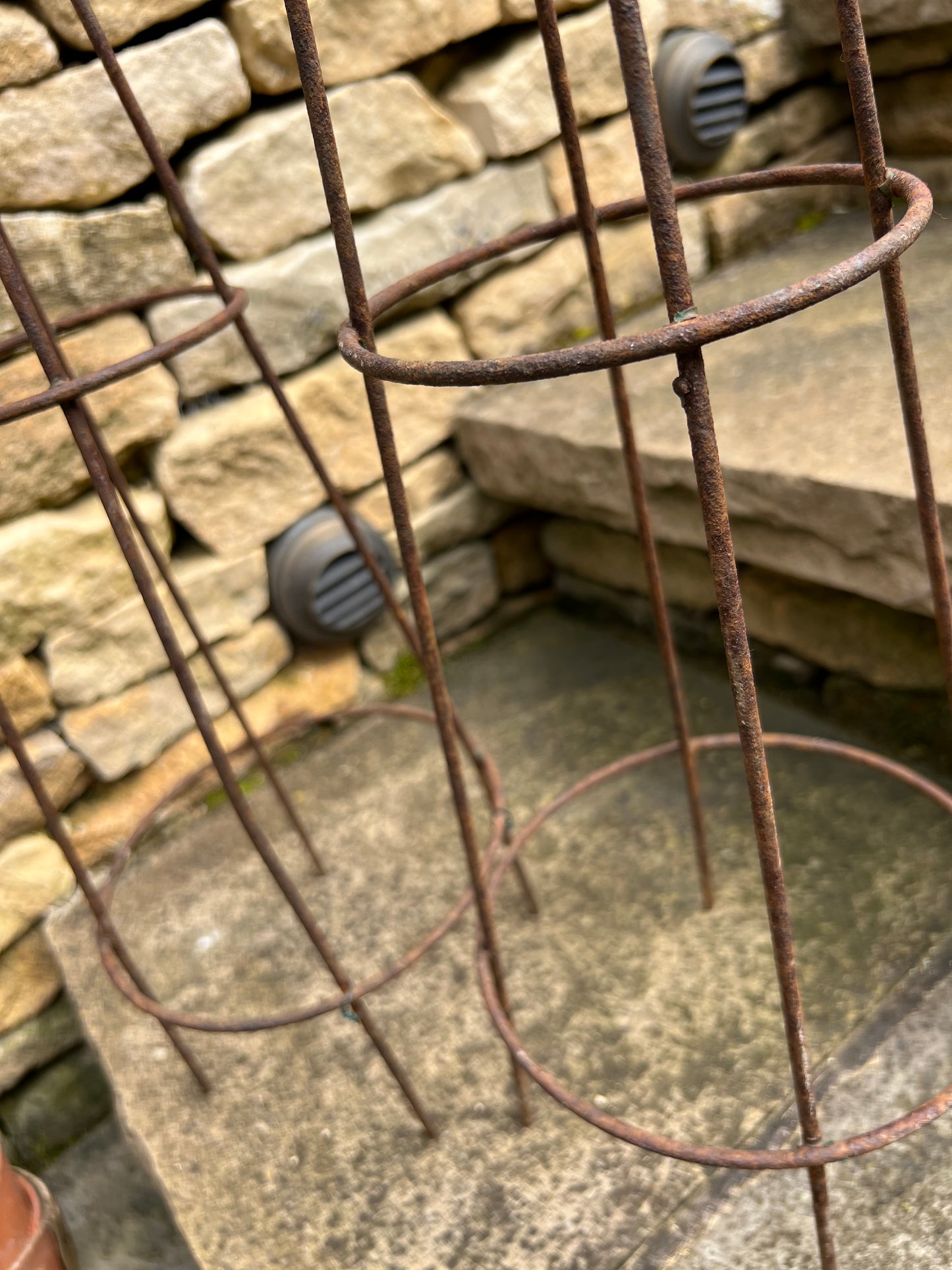 Pair Of Vintage Metal Small Plant Support Obelisks