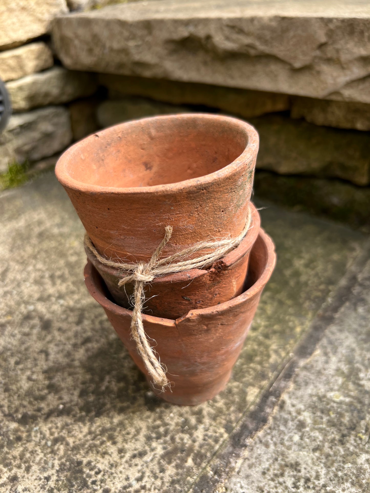 Vintage Hand Thrown Terracotta Plant Pots 3" Set of 3