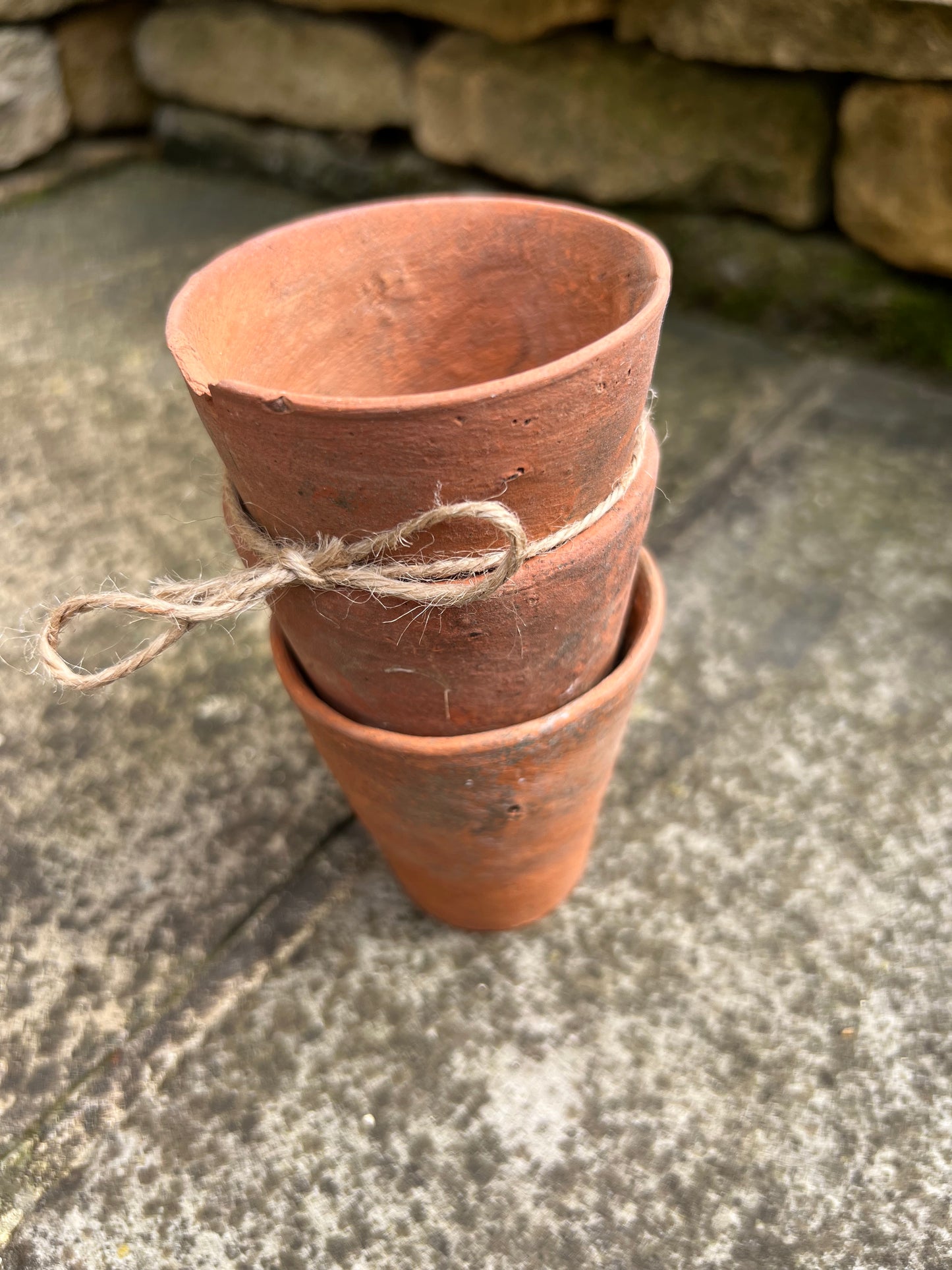 Vintage Hand Thrown Terracotta Plant Pots 2.5" Set of 3