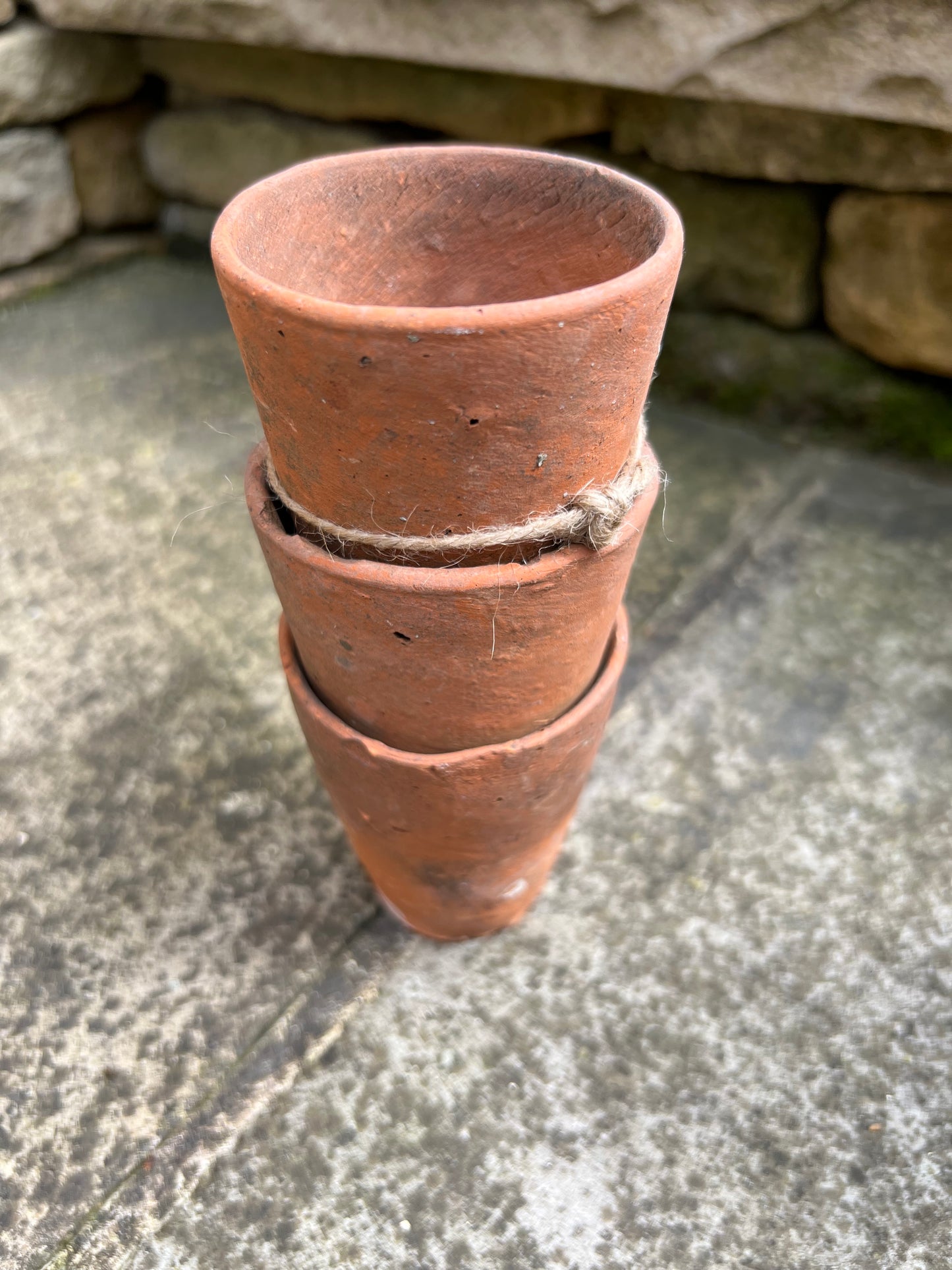 Vintage Hand Thrown Terracotta Plant Pots 2.5" Set of 3