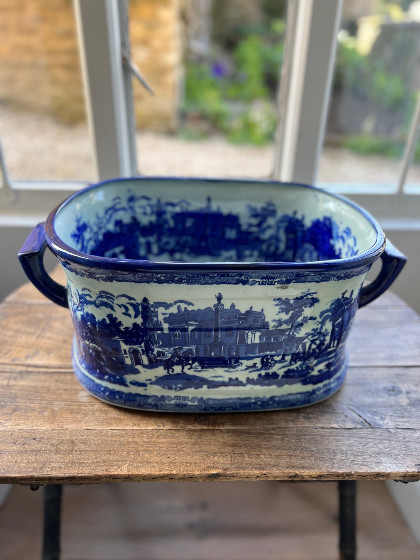 Vintage Ironstone Blue & White Planter / Wine Cooler