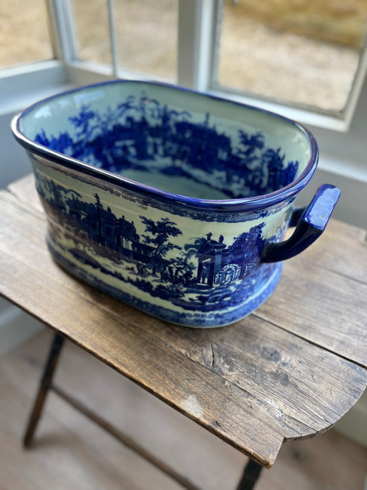 Vintage Ironstone Blue & White Planter / Wine Cooler