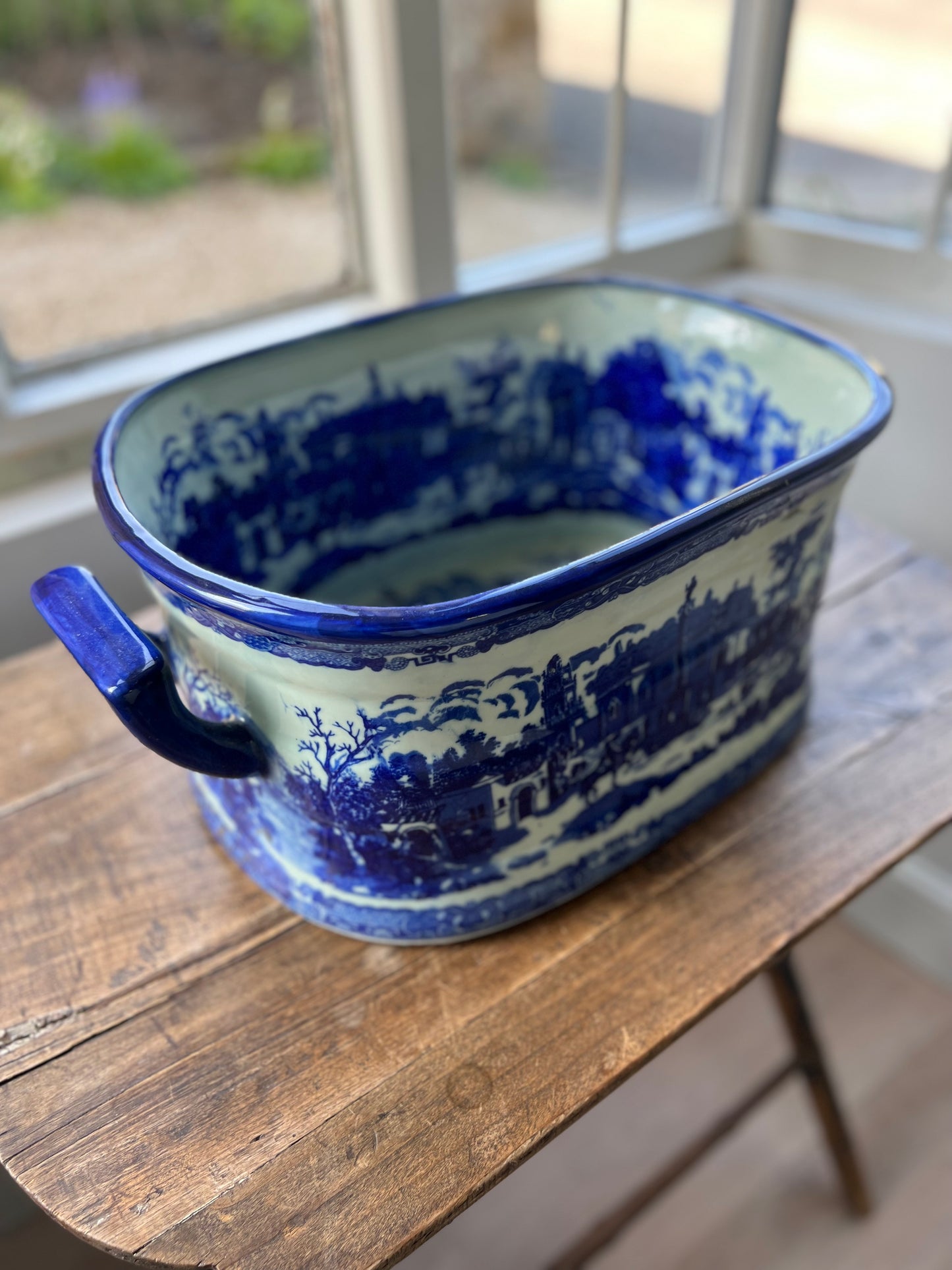 Vintage Ironstone Blue & White Planter / Wine Cooler