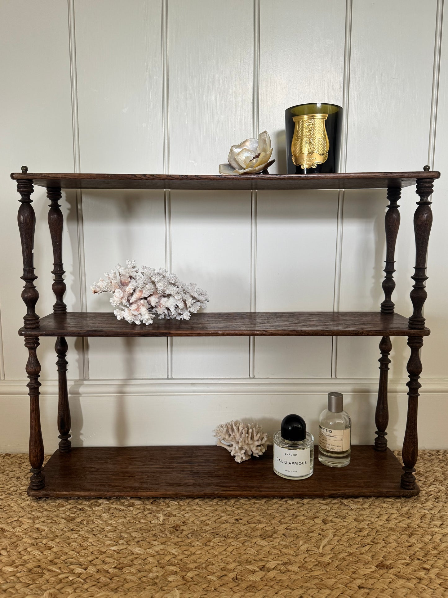 Antique French Oak Spindle Hanging Shelves