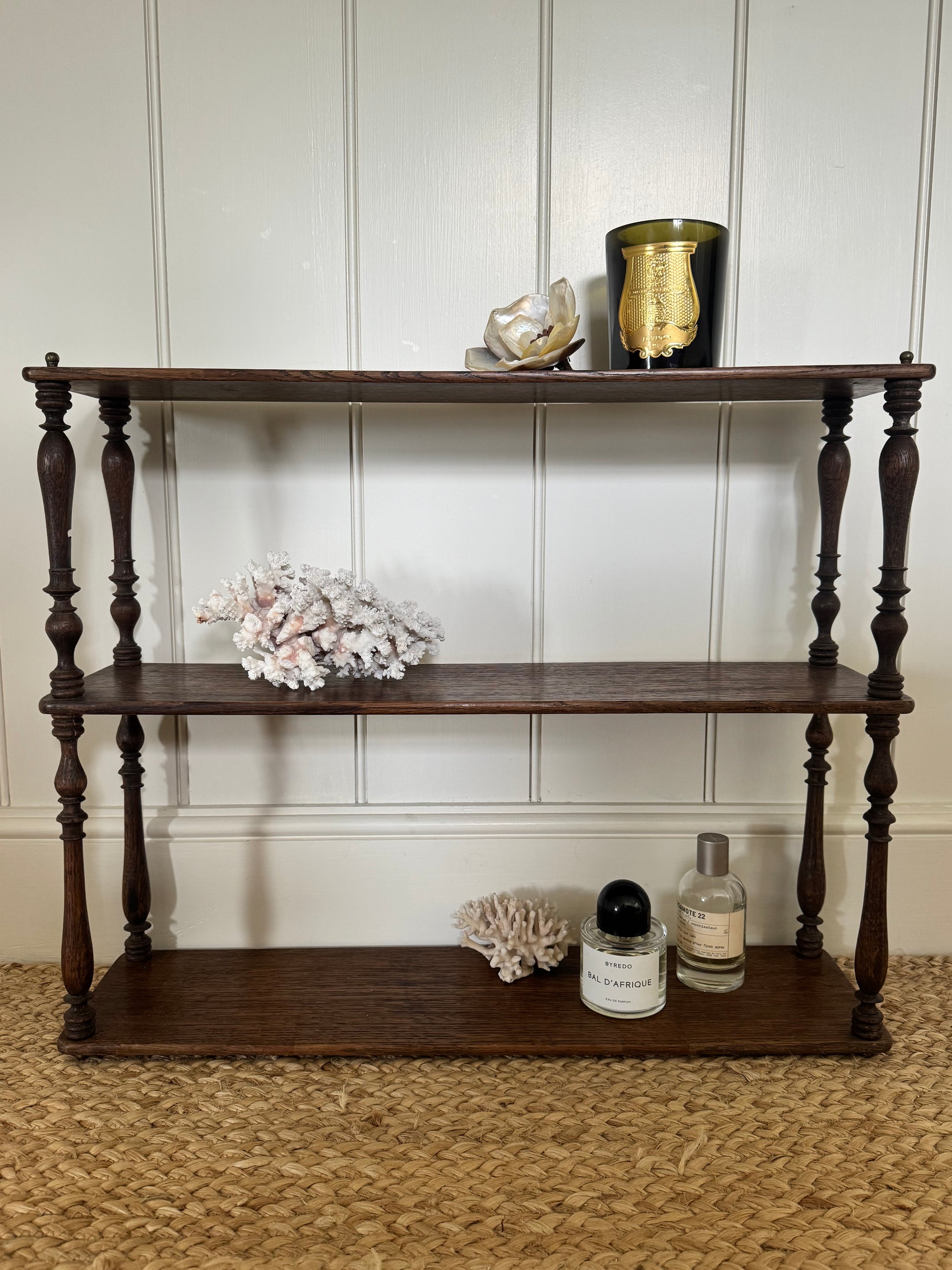 Antique French Oak Spindle Hanging Shelves