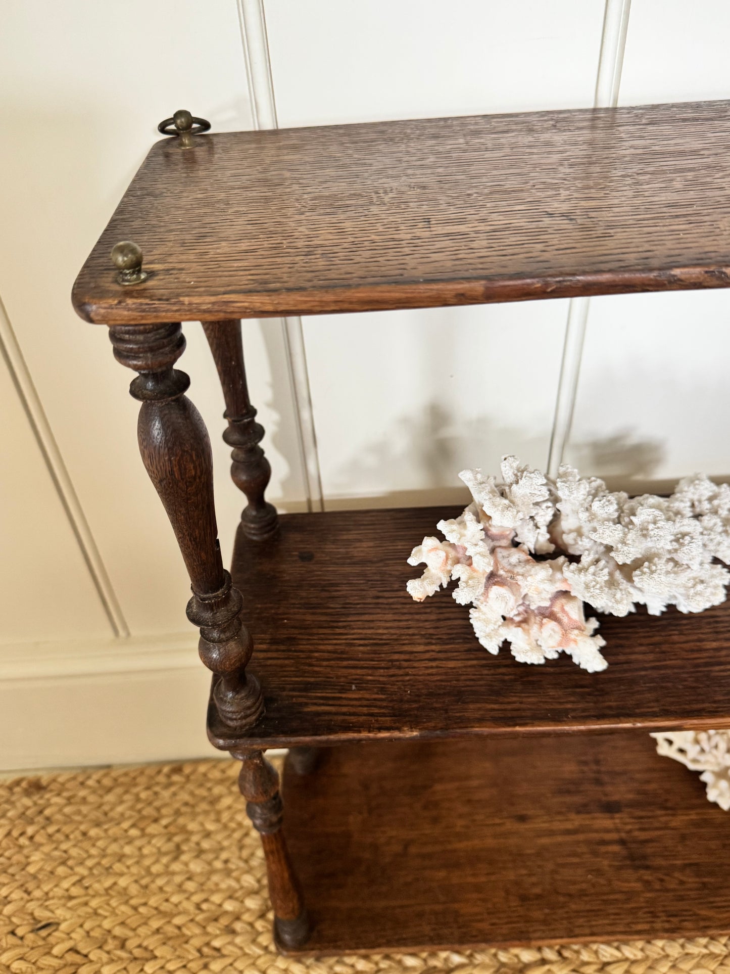 Antique French Oak Spindle Hanging Shelves