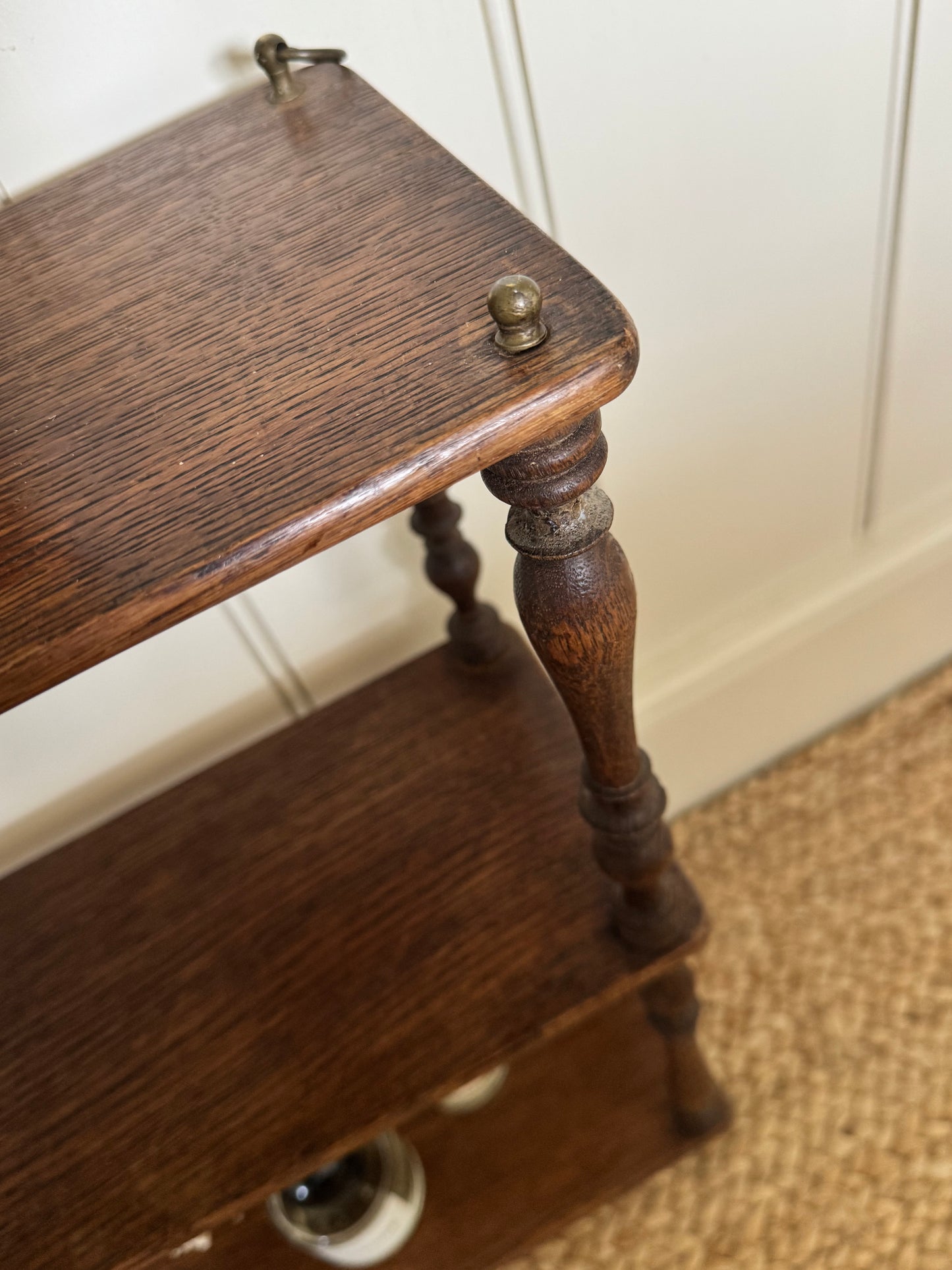 Antique French Oak Spindle Hanging Shelves
